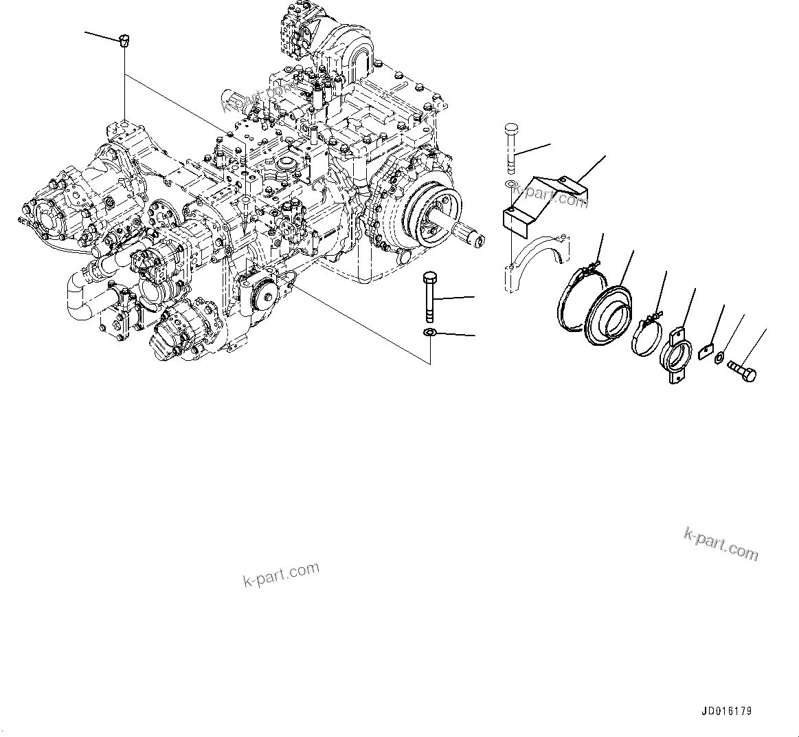Komatsu parts book diagram for D85MS-15 S/N 2101-UP: POWER TRAIN MOUNTING, (#1006-)