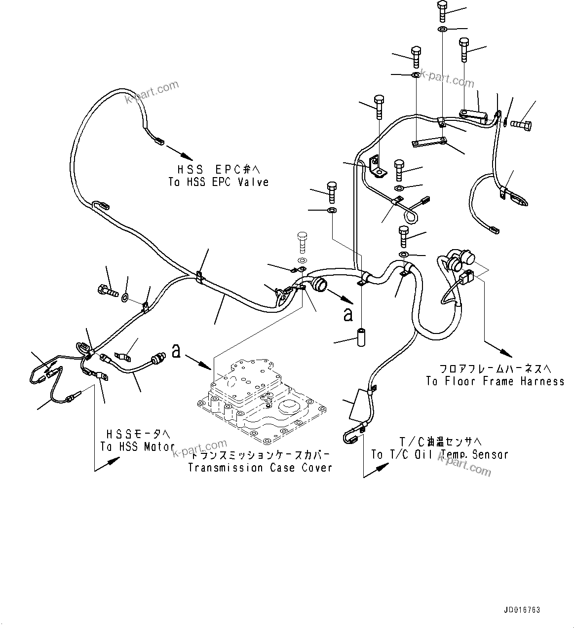 Komatsu parts book diagram for D85MS-15 S/N 2101-UP: POWER TRAIN WIRING HARNESS, (#1006-2002)