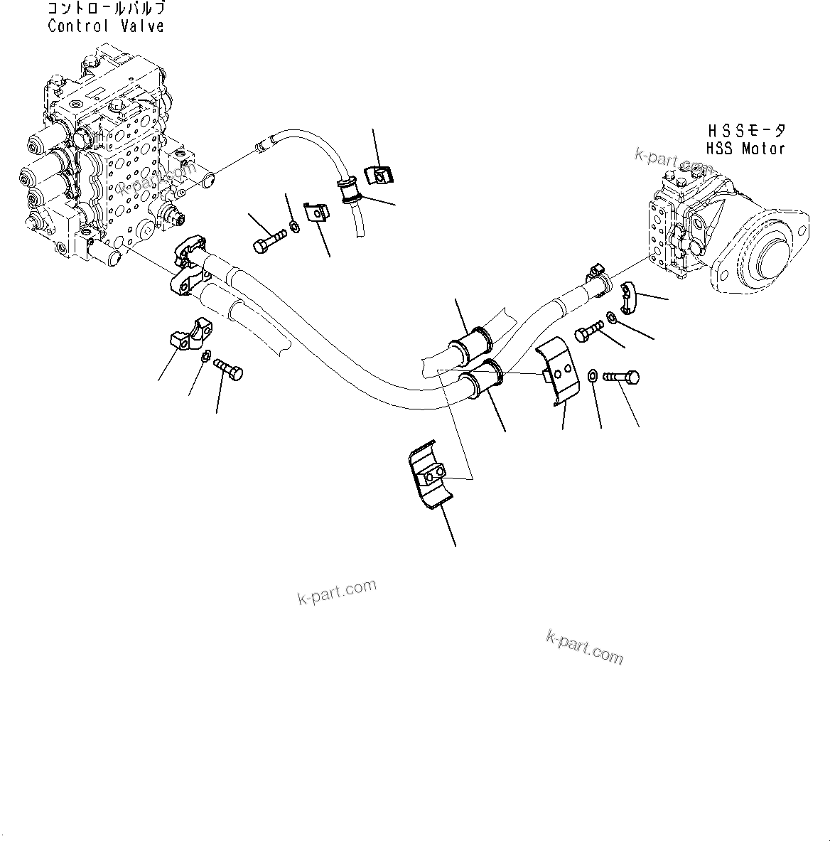 Komatsu parts book diagram for D85MS-15 S/N 2101-UP: HYDRAULIC PUMP PIPING, (#1006-)