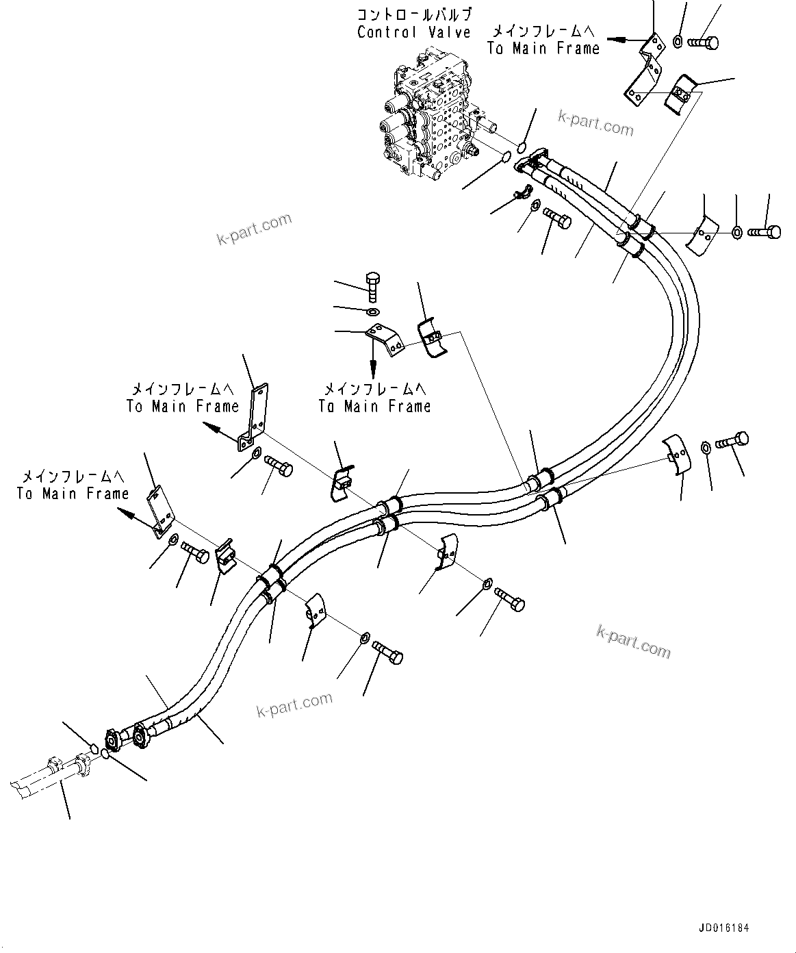 Komatsu parts book diagram for D85MS-15 S/N 2101-UP: ROTOR LIFT PIPING, ROTOR LIFT PIPING(#1006-)