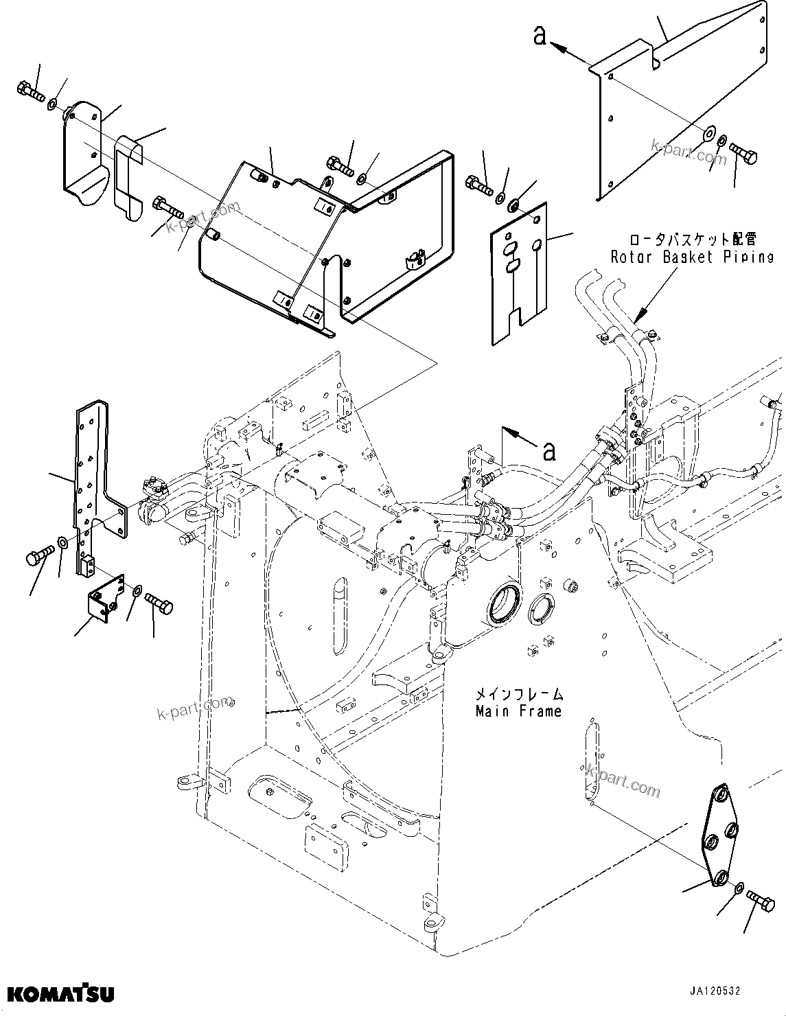 Komatsu parts book diagram for D85MS-15 S/N 2101-UP: ROTOR LIFT PIPING, COVER(#1006-)