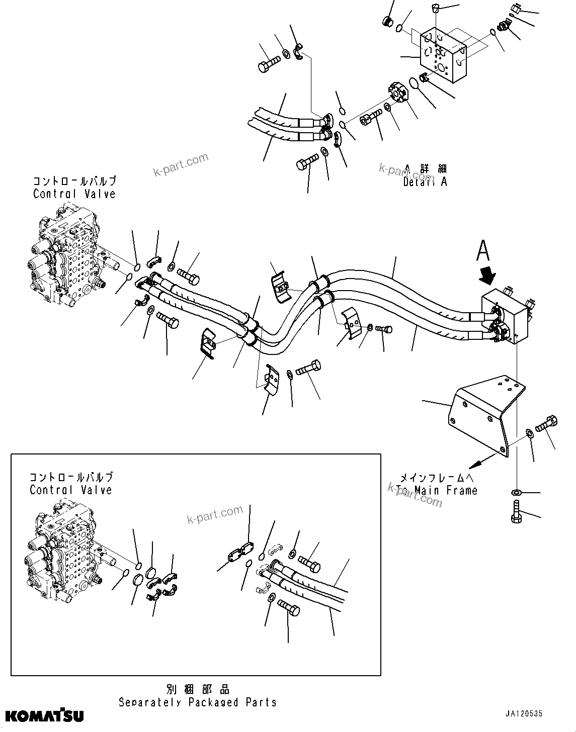 Komatsu parts book diagram for D85MS-15 S/N 2101-UP: RIPPER PIPING, (#1006-)