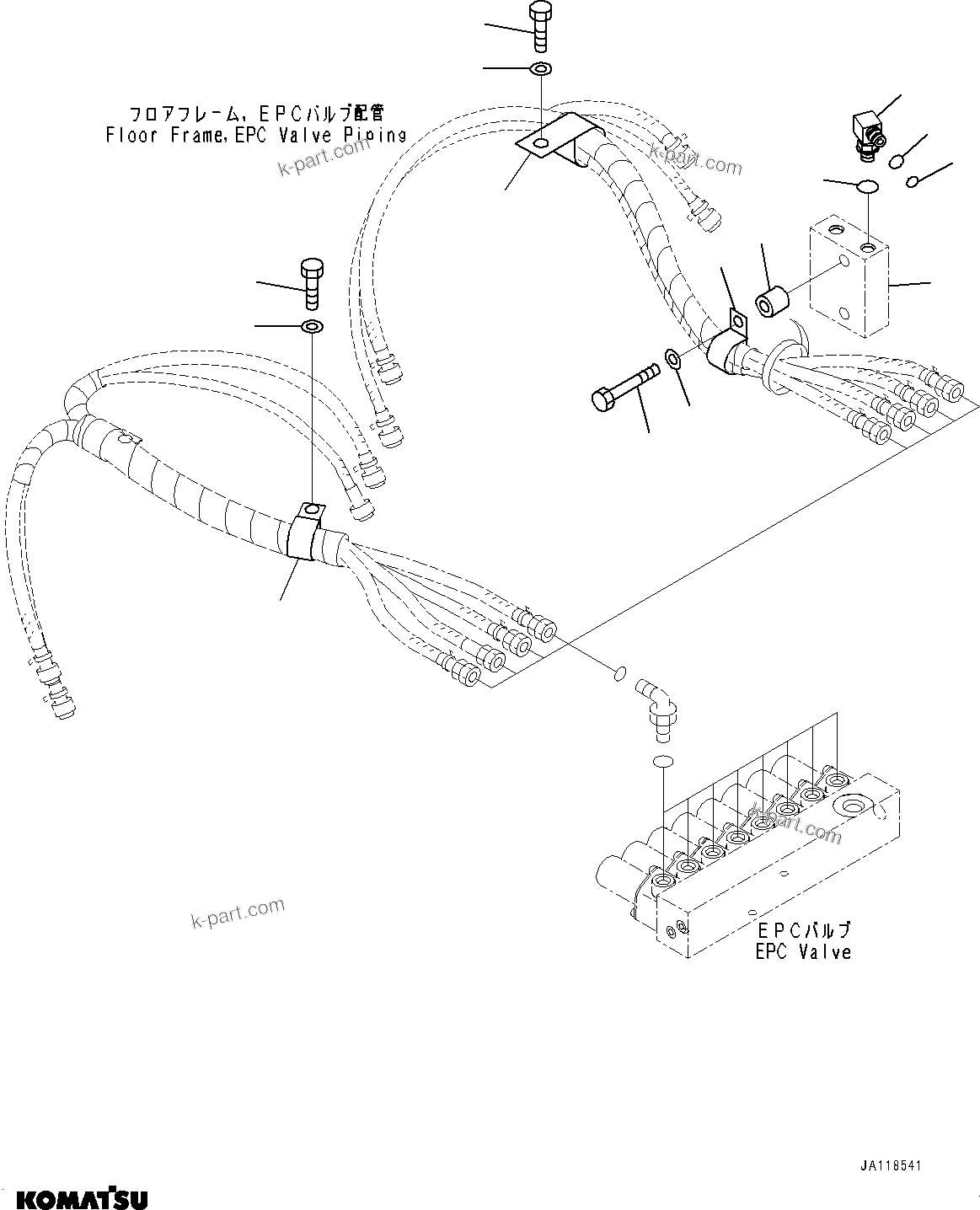 Komatsu parts book diagram for D85MS-15 S/N 2101-UP: PPC PIPING, (#1006-)