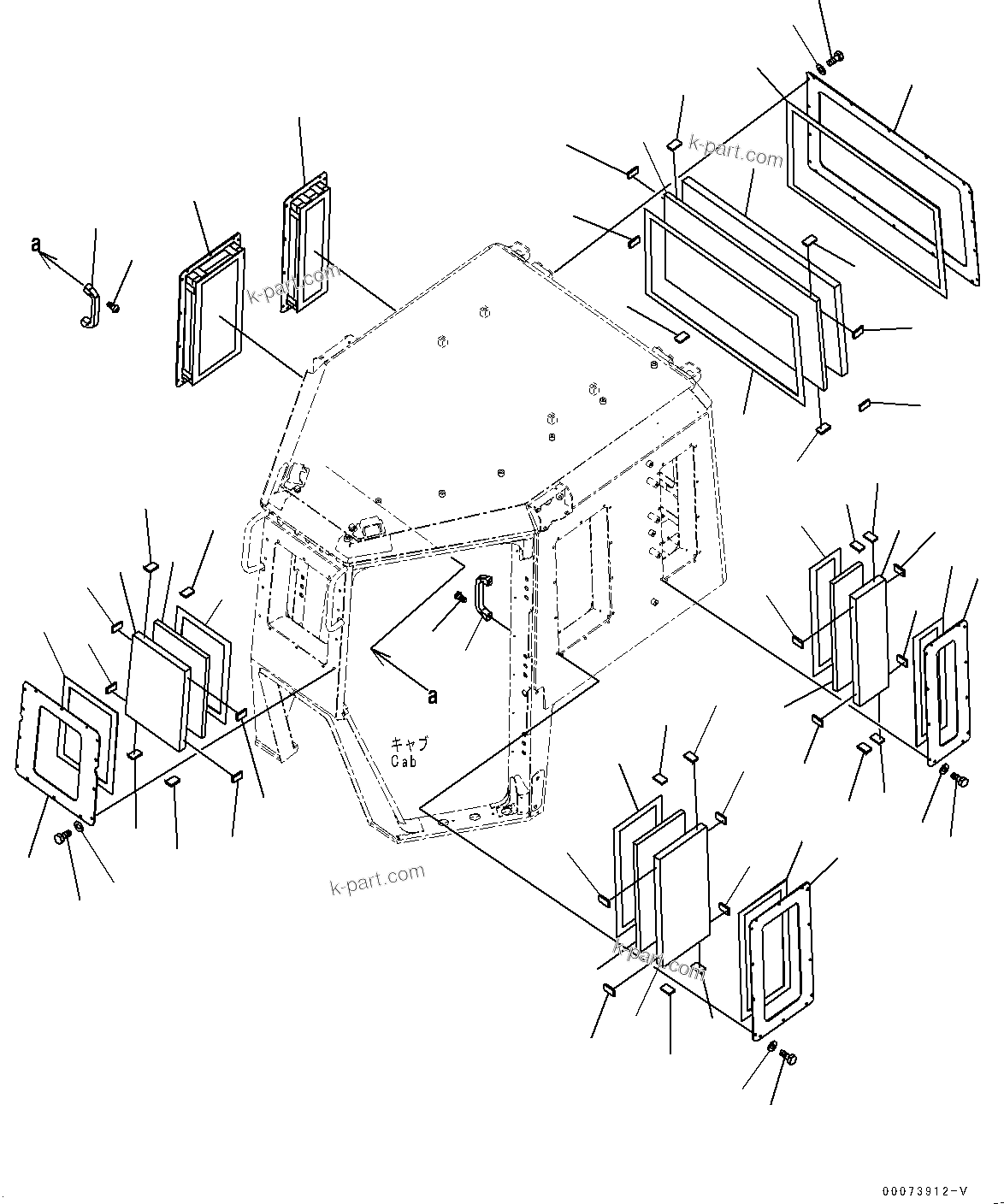 Komatsu parts book diagram for D85MS-15 S/N 2101-UP: CAB, WINDOW SASH(#1006-)