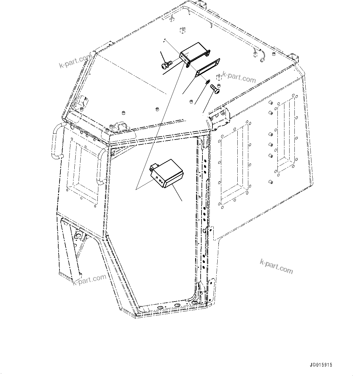Komatsu parts book diagram for D85MS-15 S/N 2101-UP: CAB, RADIO(#1006-)