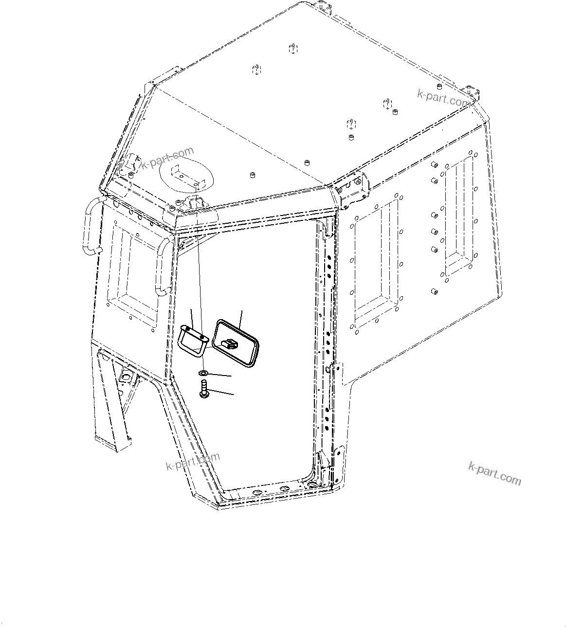 Komatsu parts book diagram for D85MS-15 S/N 2101-UP: CAB, MIRROR(#1006-)