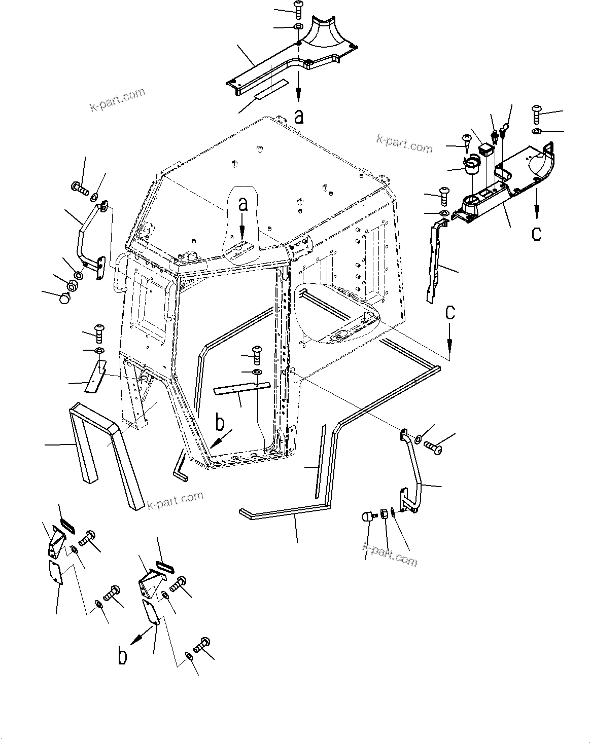 Komatsu parts book diagram for D85MS-15 S/N 2101-UP: CAB, ENVELOPE PARTS (1/2)(#1006-)