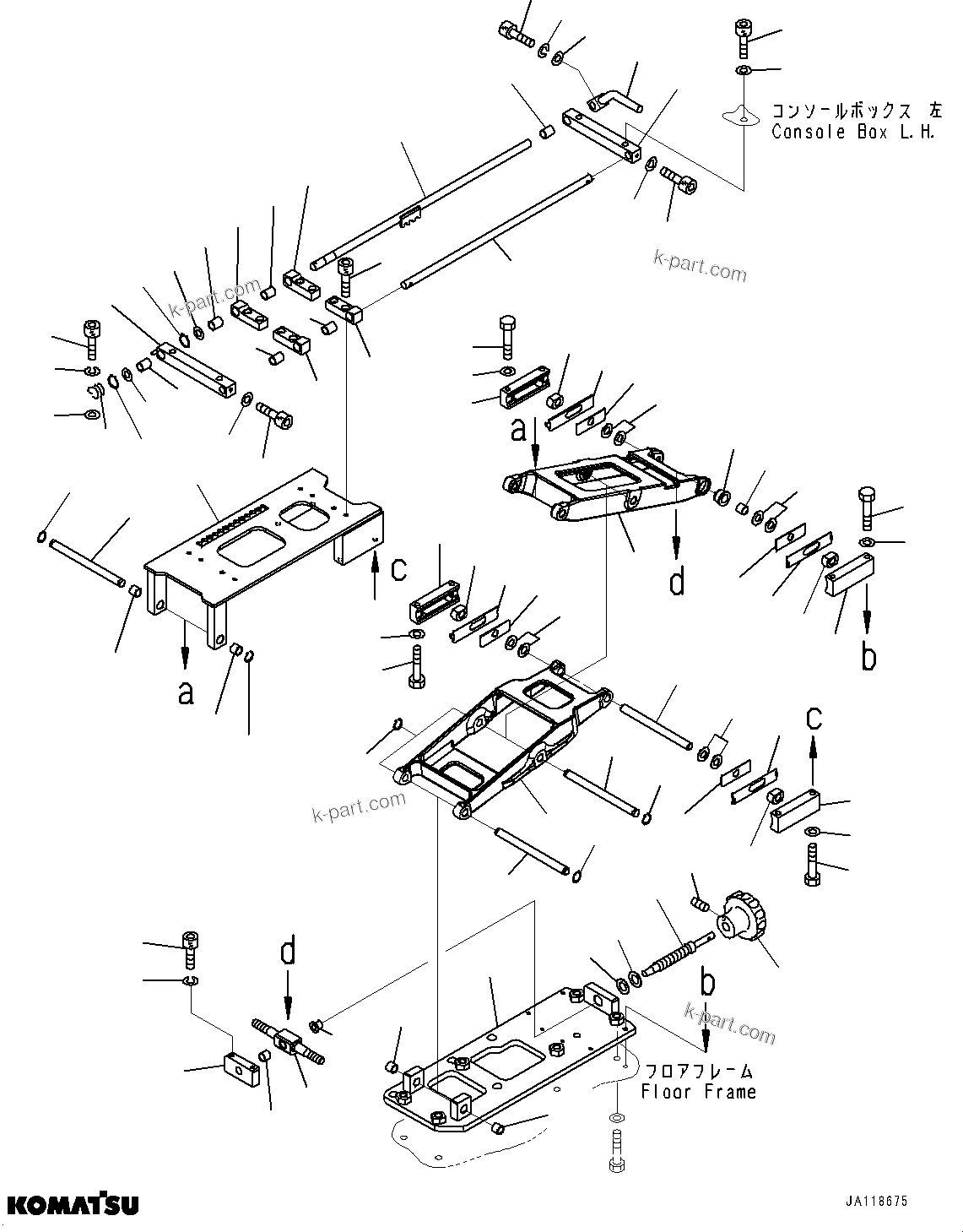 Komatsu parts book diagram for D85MS-15 S/N 2101-UP: FLOOR FRAME, LIFT AND SLIDER(#2001-)