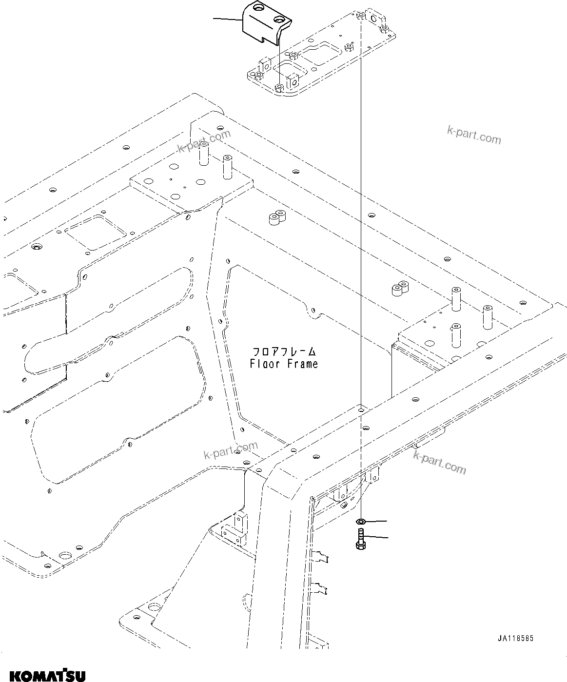 Komatsu parts book diagram for D85MS-15 S/N 2101-UP: FLOOR FRAME, BOLT(#2001-)