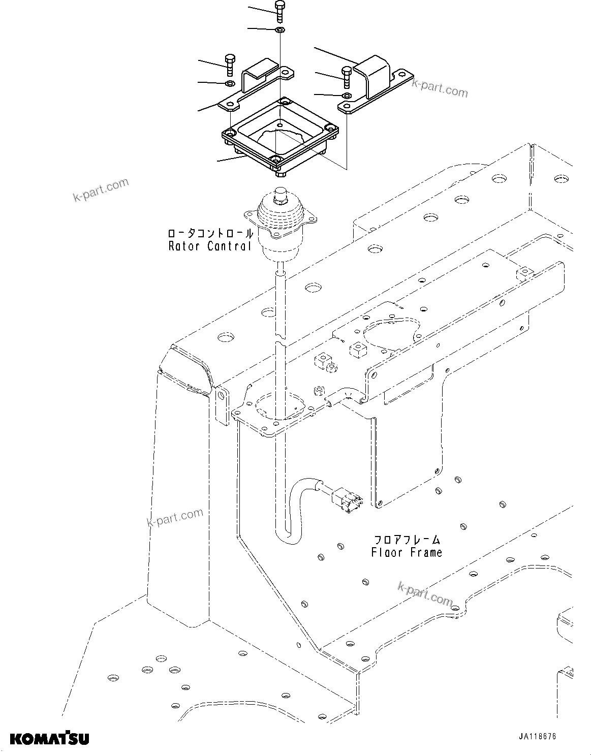 Komatsu parts book diagram for D85MS-15 S/N 2101-UP: FLOOR FRAME, ROTOR CONTROL(#2001-)