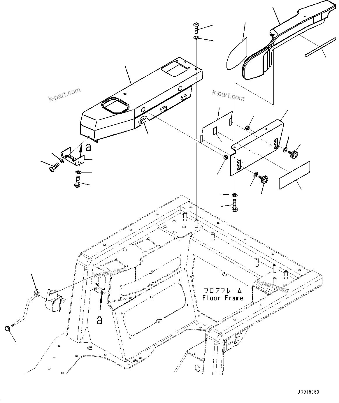 Komatsu parts book diagram for D85MS-15 S/N 2101-UP: FLOOR FRAME, ARMREST(#2001-)