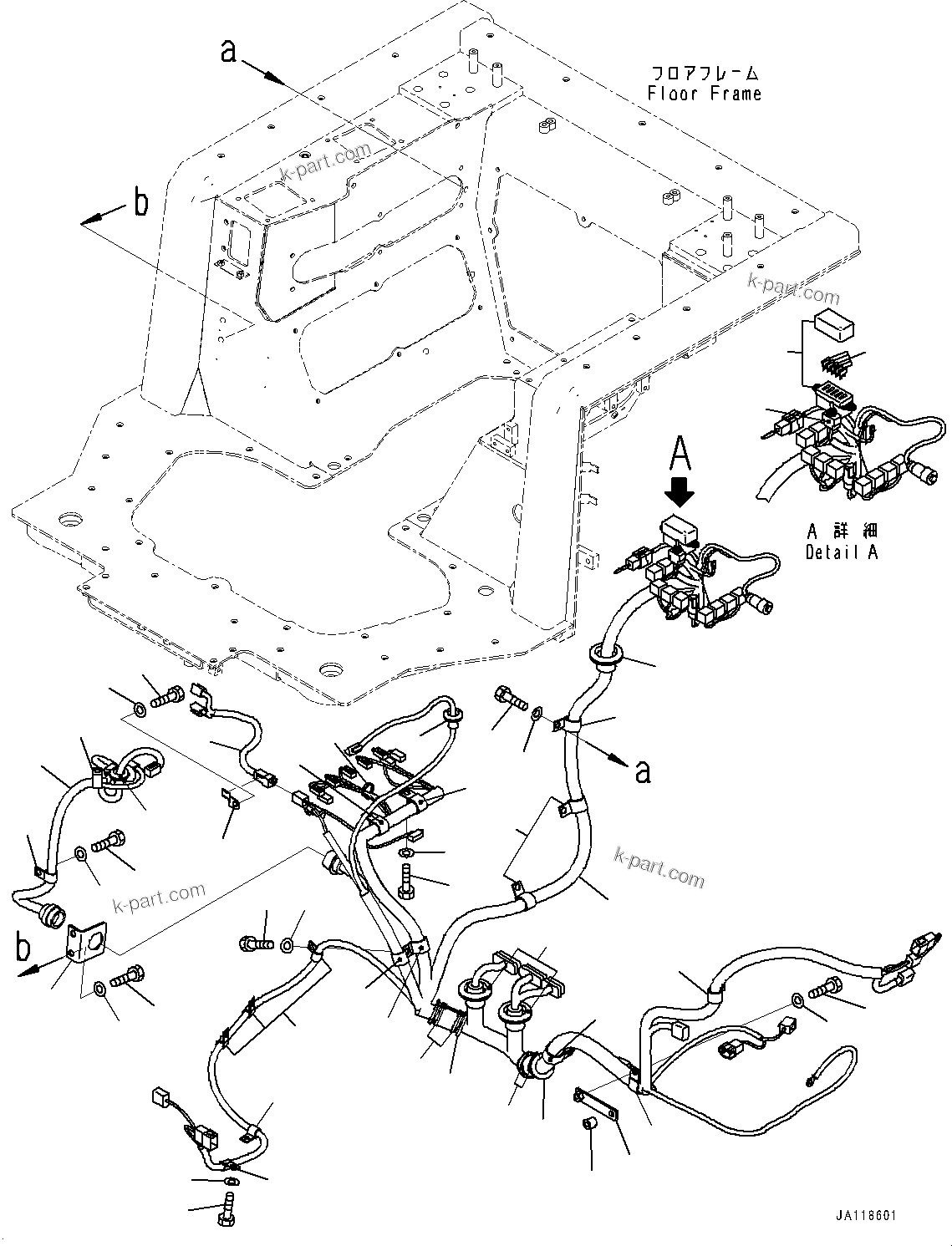 Komatsu parts book diagram for D85MS-15 S/N 2101-UP: FLOOR FRAME, WIRING HARNESS (3/3)(#2003-)
