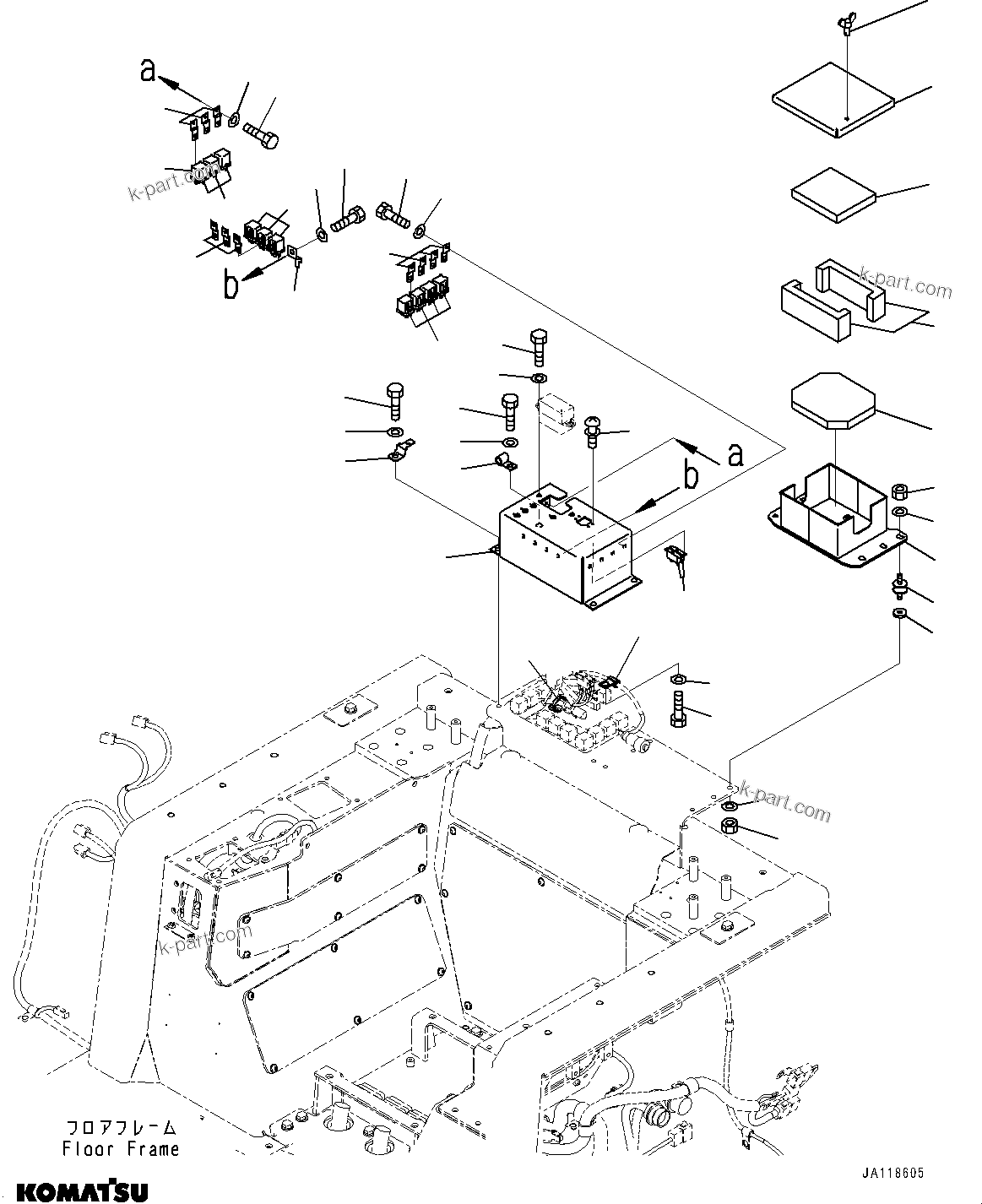 Komatsu parts book diagram for D85MS-15 S/N 2101-UP: FLOOR FRAME COVER, RELAY BOX(#2001-)