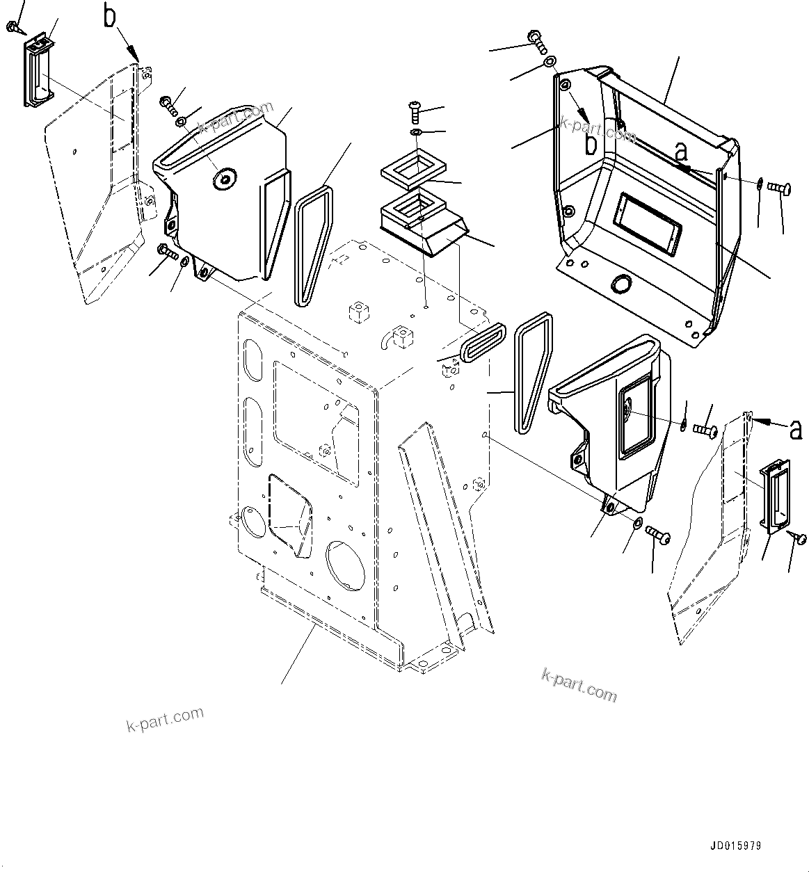 Komatsu parts book diagram for D85MS-15 S/N 2101-UP: DASHBOARD, COVER AND PIN (1/2)(#2001-)