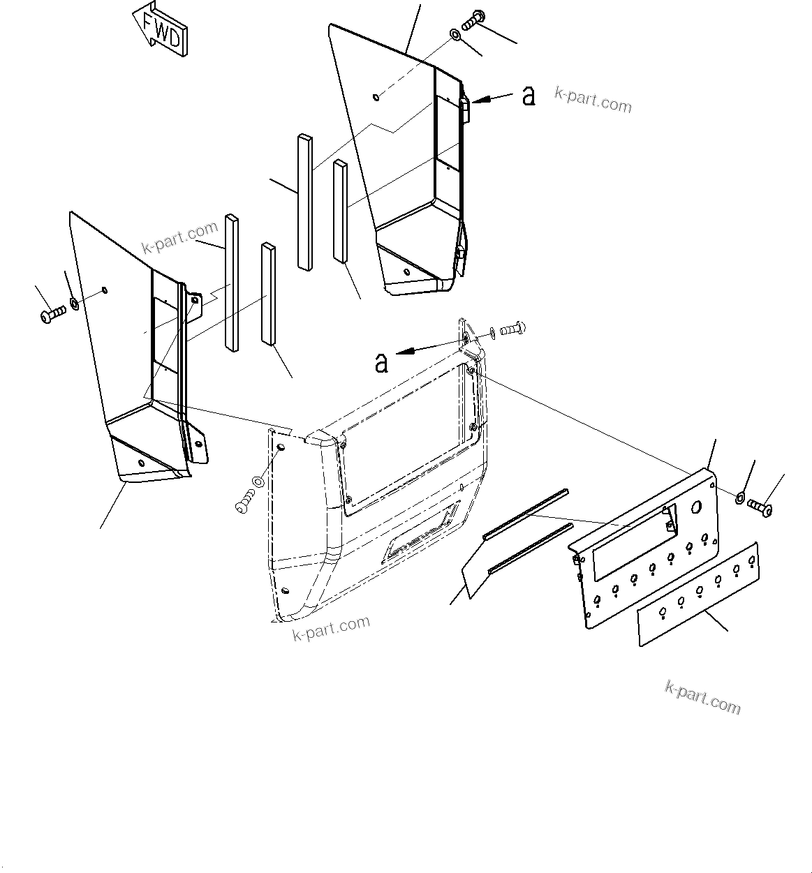 Komatsu parts book diagram for D85MS-15 S/N 2101-UP: DASHBOARD, COVER AND PIN (2/2)(#2001-)