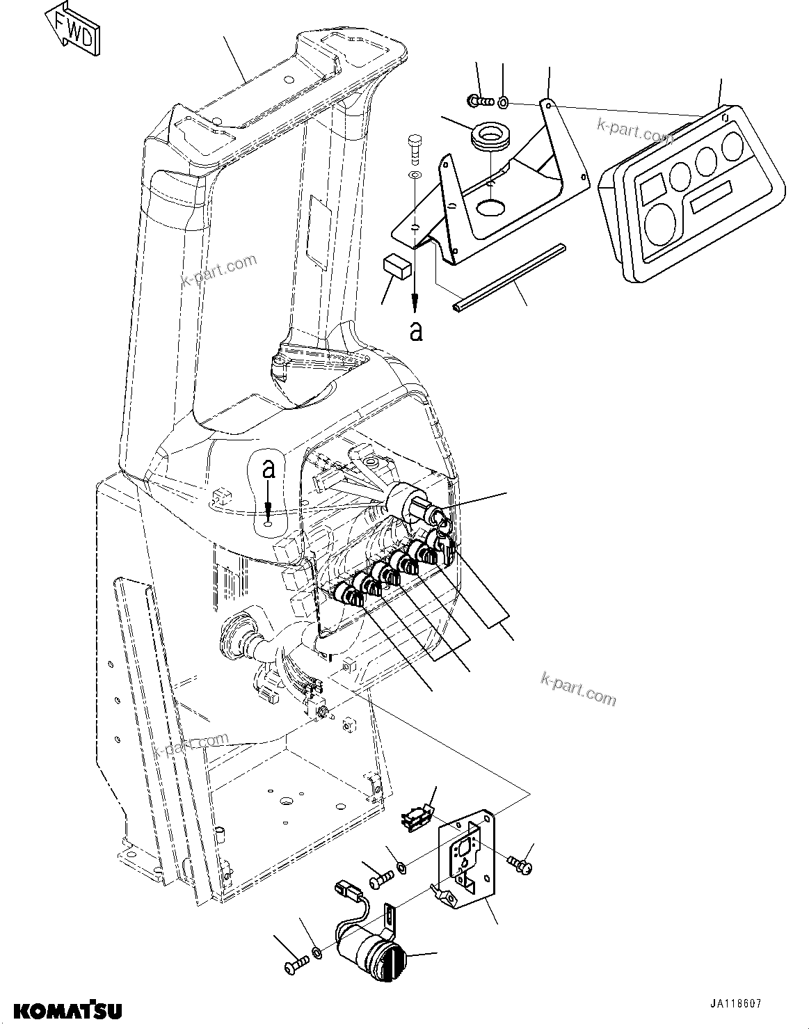 Komatsu parts book diagram for D85MS-15 S/N 2101-UP: DASHBOARD, MONITOR PANEL AND SWITCH(#2001-)