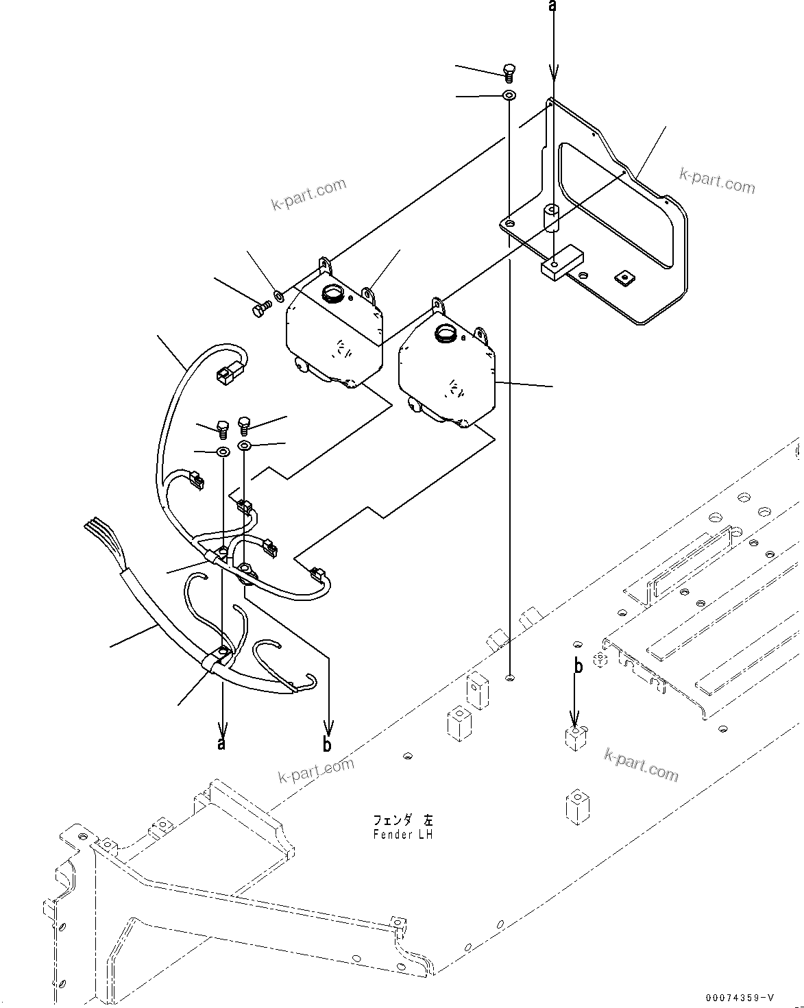 Komatsu parts book diagram for D85MS-15 S/N 2101-UP: WINDOW WASHER TANK, (#1006-)