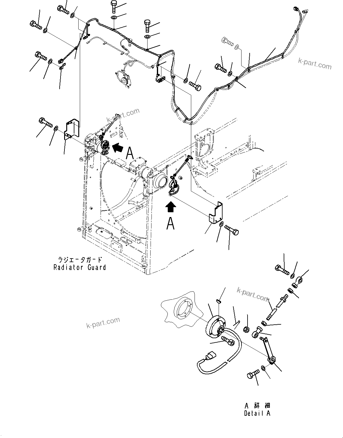 Komatsu parts book diagram for D85MS-15 S/N 2101-UP: RADIATOR GUARD, WIRING HARNESS (2/2)(#1006-)