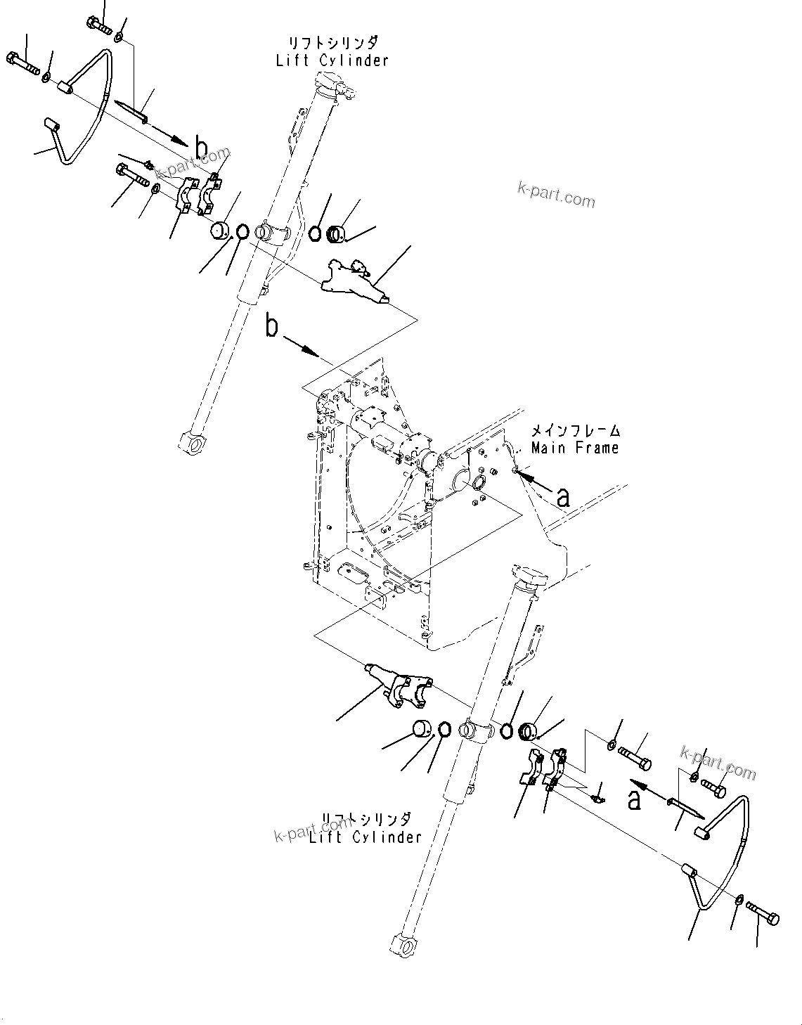 Komatsu parts book diagram for D85MS-15 S/N 2101-UP: LIFT CYLINDER SUPPORT, (#1006-)