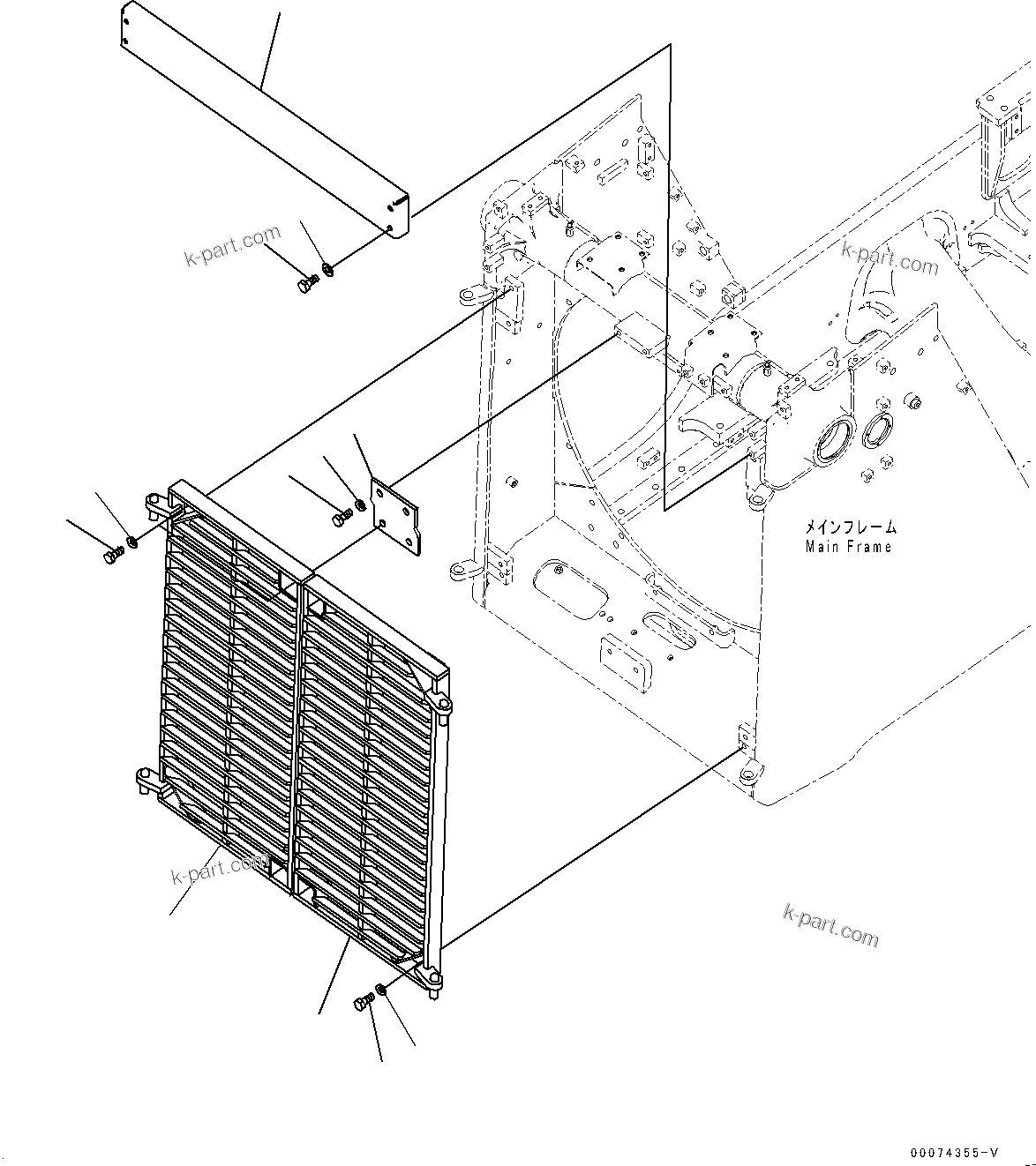 Komatsu parts book diagram for D85MS-15 S/N 2101-UP: RADIATOR MASK, (#1006-)