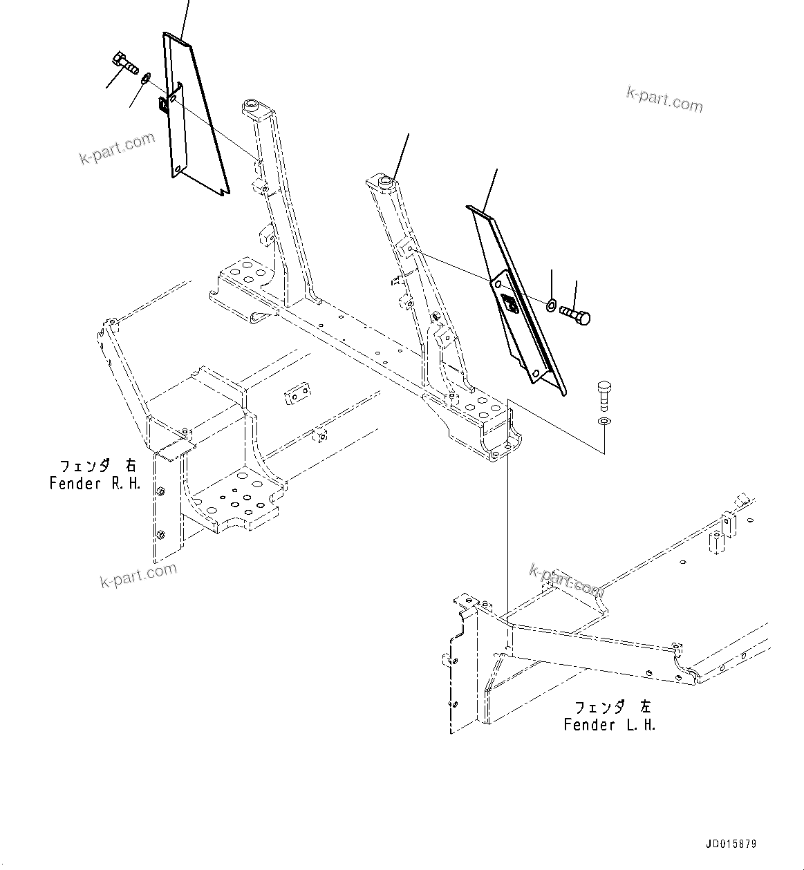 Komatsu parts book diagram for D85MS-15 S/N 2101-UP: CAB MOUNTING COVER, (#1006-)