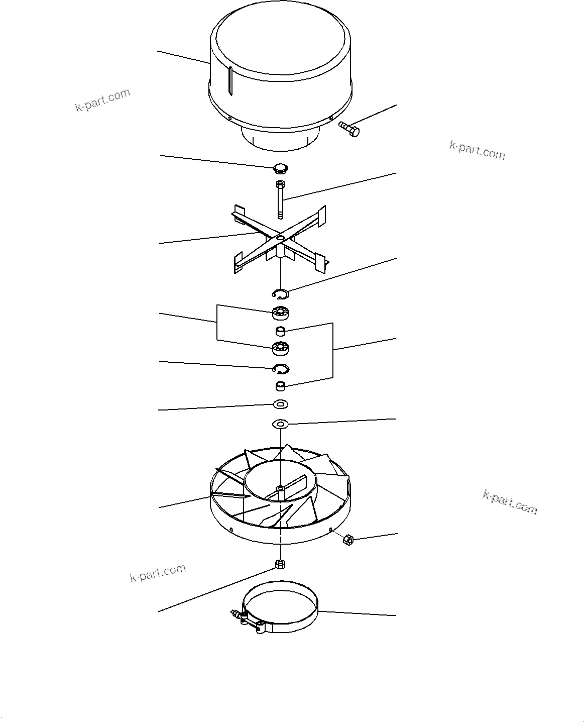 Komatsu parts book diagram for D85MS-15 S/N 2101-UP: PRE-CLEANER, (#1006-2000)
