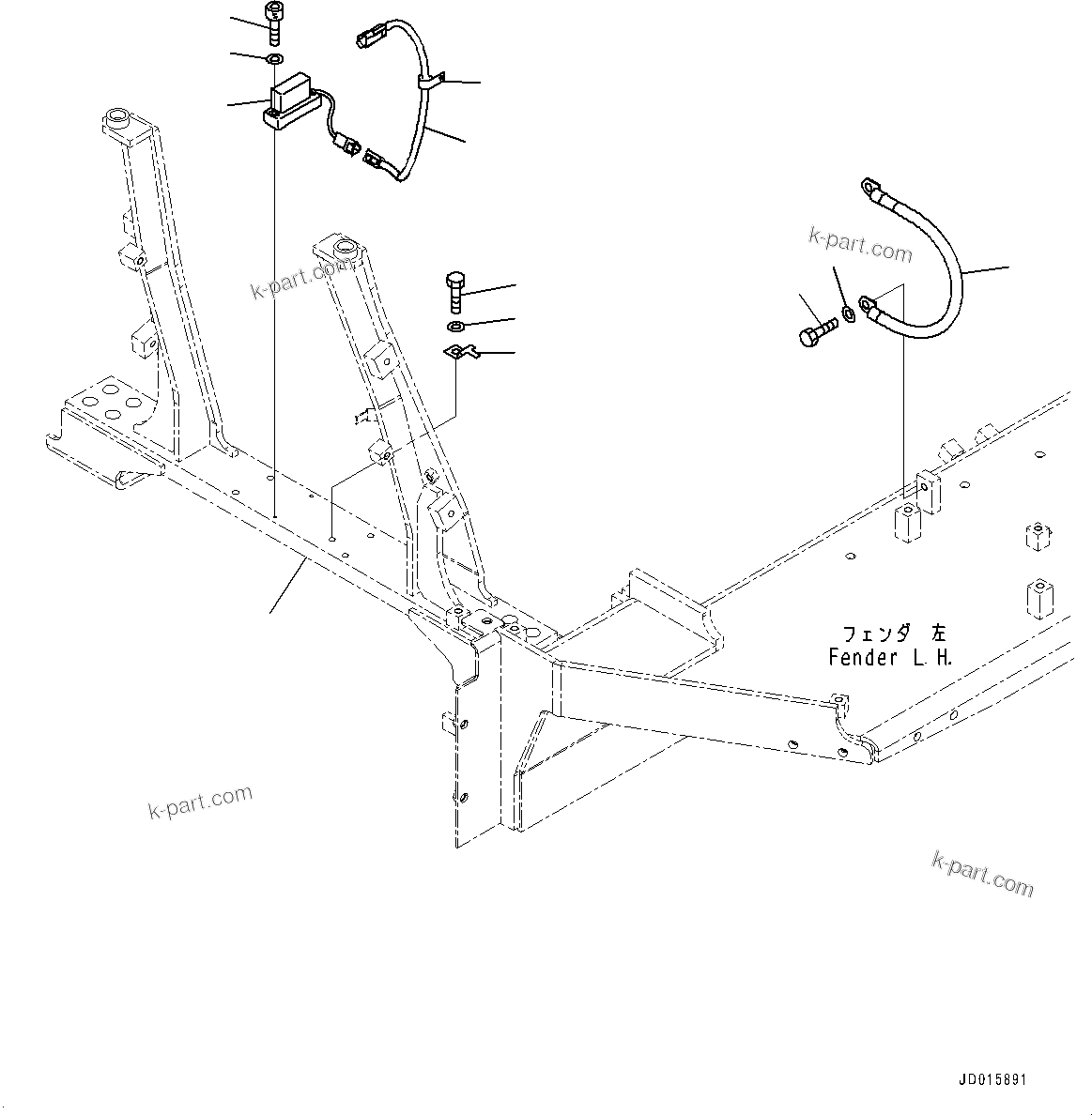 Komatsu parts book diagram for D85MS-15 S/N 2101-UP: FENDER, ANGLE SENSOR(#1006-)