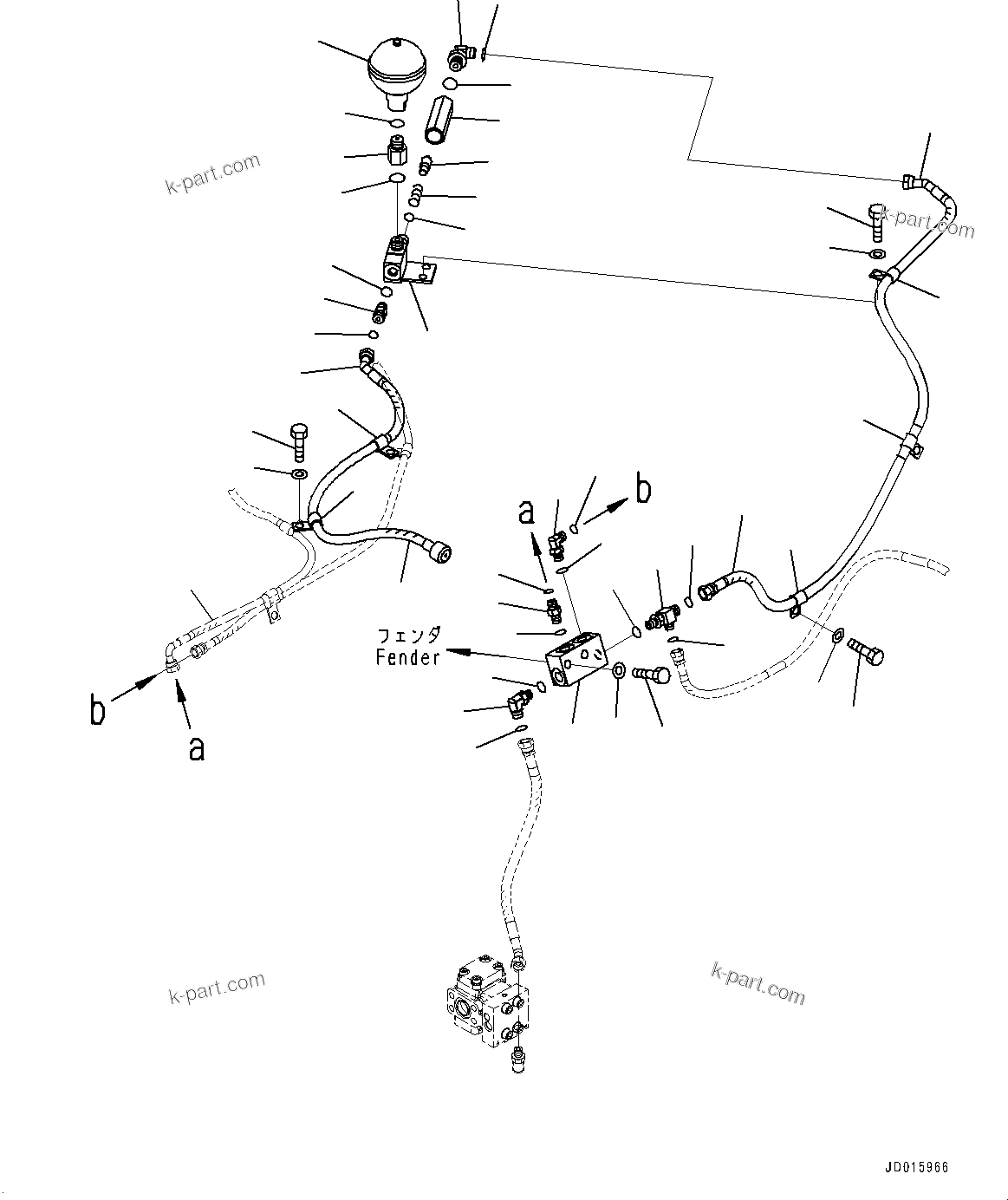Komatsu parts book diagram for D85MS-15 S/N 2101-UP: FENDER, PPC VALVE PIPING(#1006-)