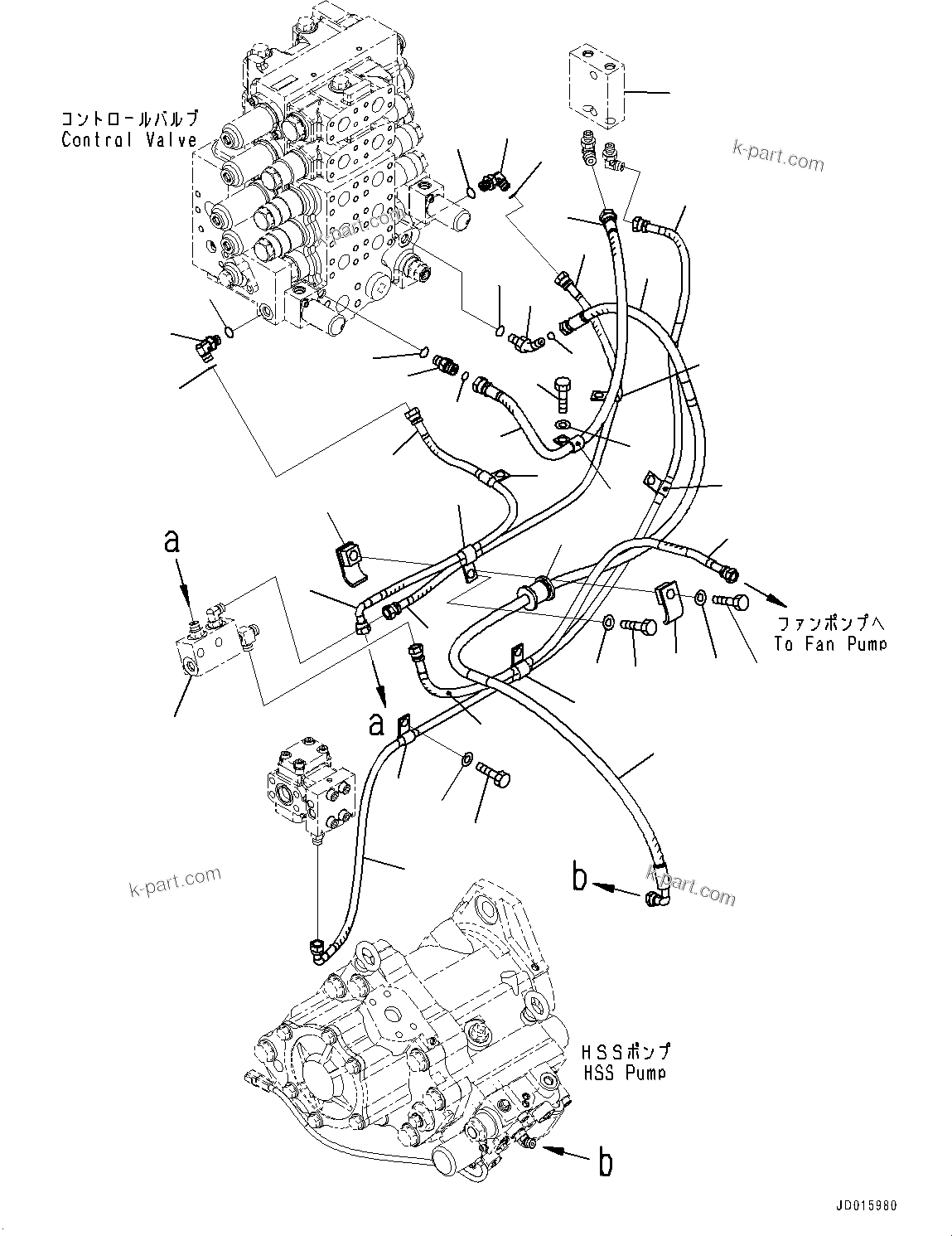 Komatsu parts book diagram for D85MS-15 S/N 2101-UP: FENDER, PPC PIPING(#1006-)