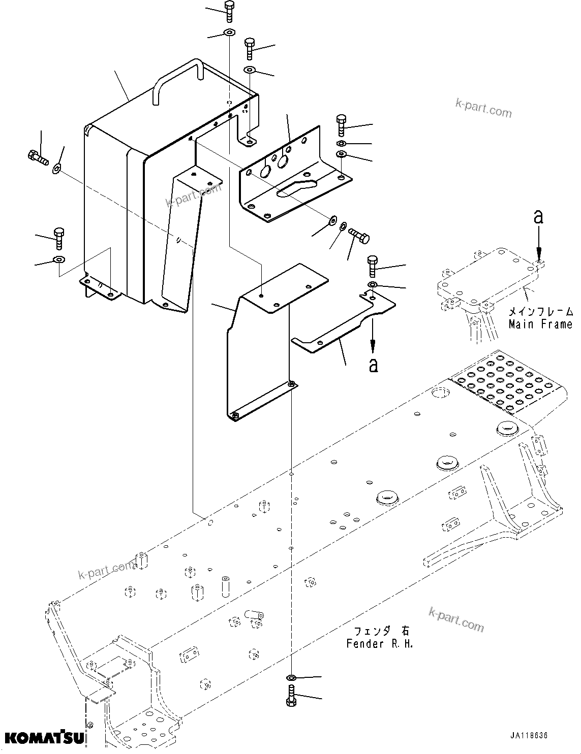 Komatsu parts book diagram for D85MS-15 S/N 2101-UP: FENDER RELATED PARTS, COVER(#1006-)