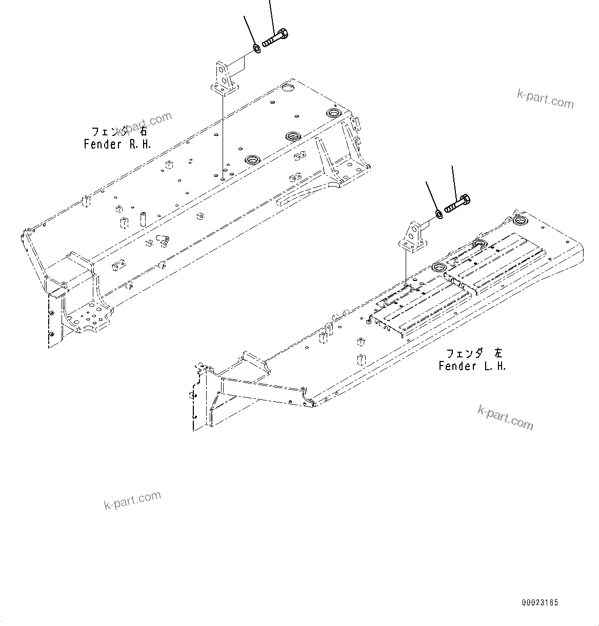 Komatsu parts book diagram for D85MS-15 S/N 2101-UP: FENDER RELATED PARTS, BRACKET(#1006-)