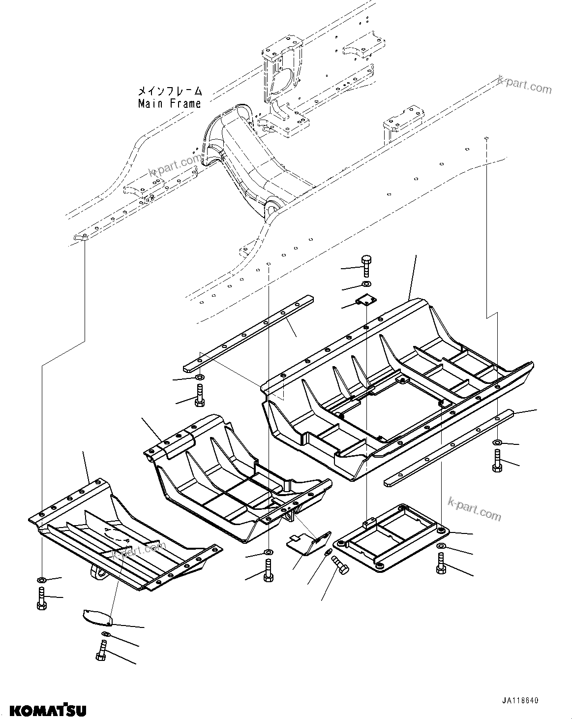 Komatsu parts book diagram for D85MS-15 S/N 2101-UP: UNDER GUARD, (#1006-)