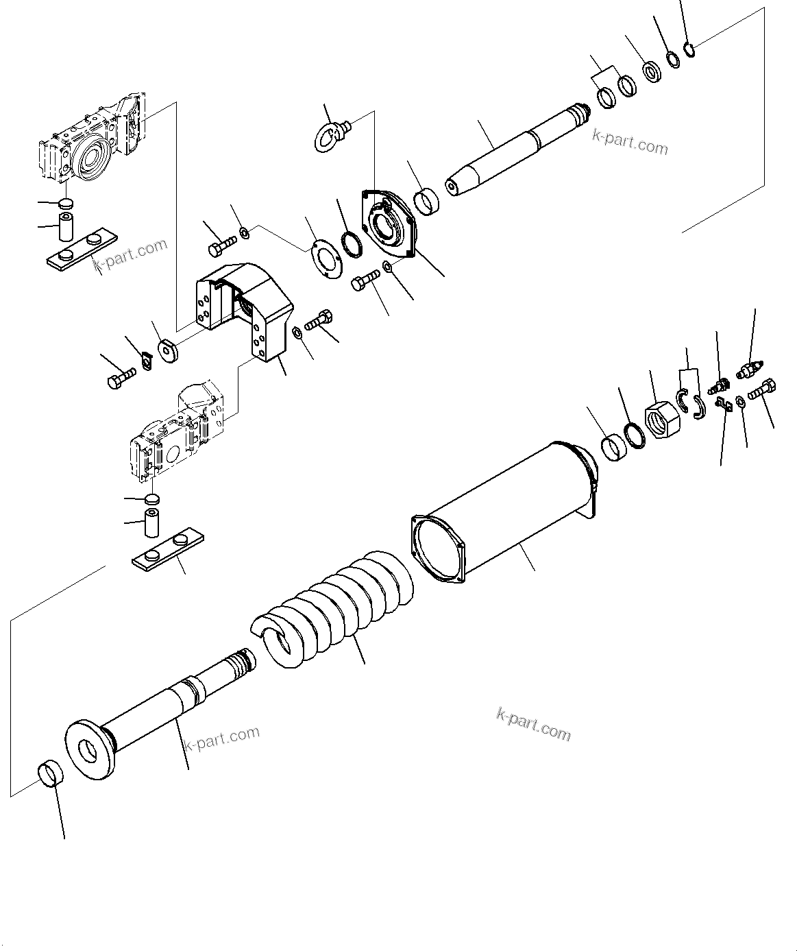 Komatsu parts book diagram for D85MS-15 S/N 2101-UP: TRACK FRAME, RECOIL SPRING, R.H.(#1006-)
