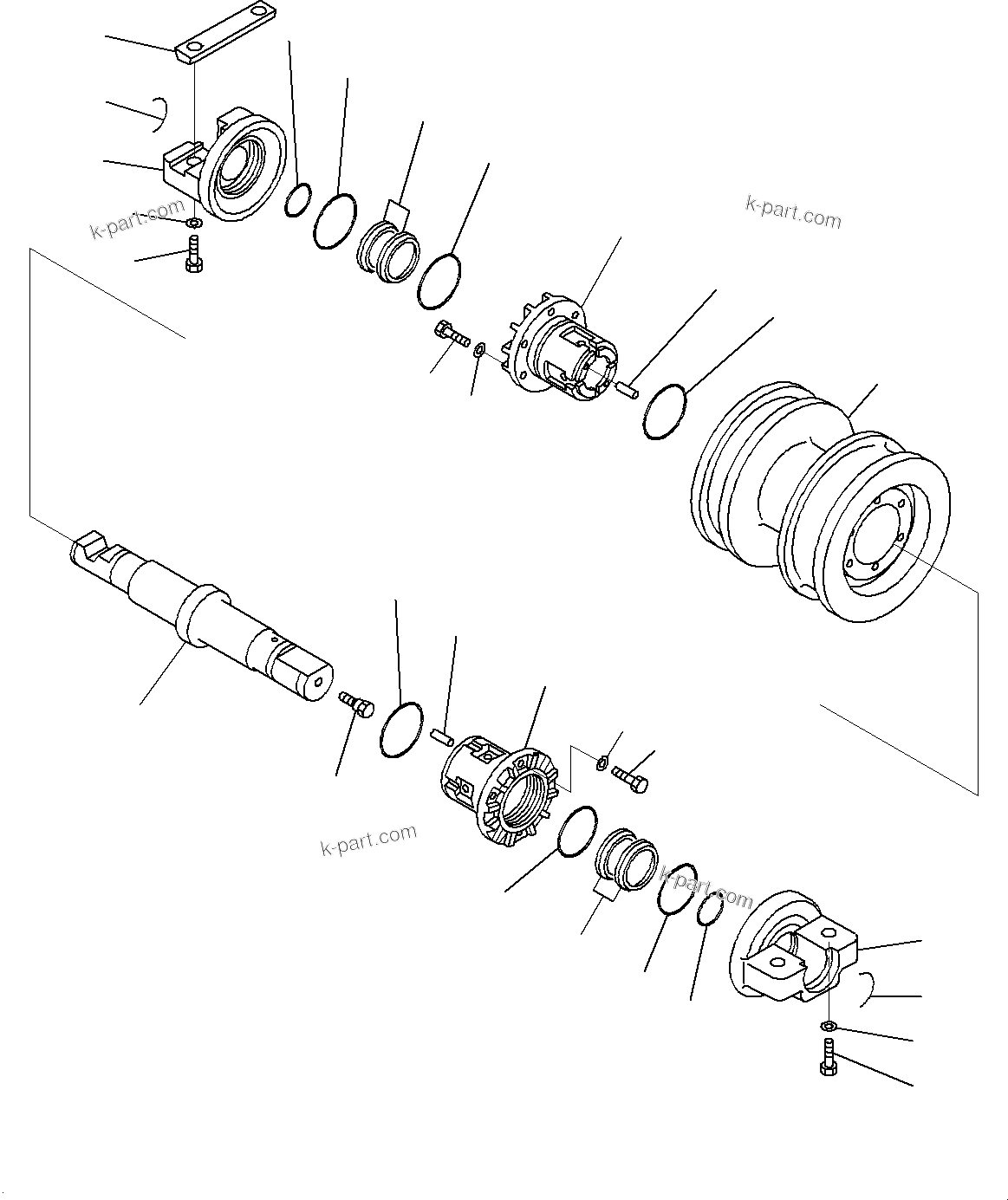 Komatsu parts book diagram for D85MS-15 S/N 2101-UP: TRACK FRAME, TRACK ROLLER DOUBLE FLANGE, L.H.(#1006-)