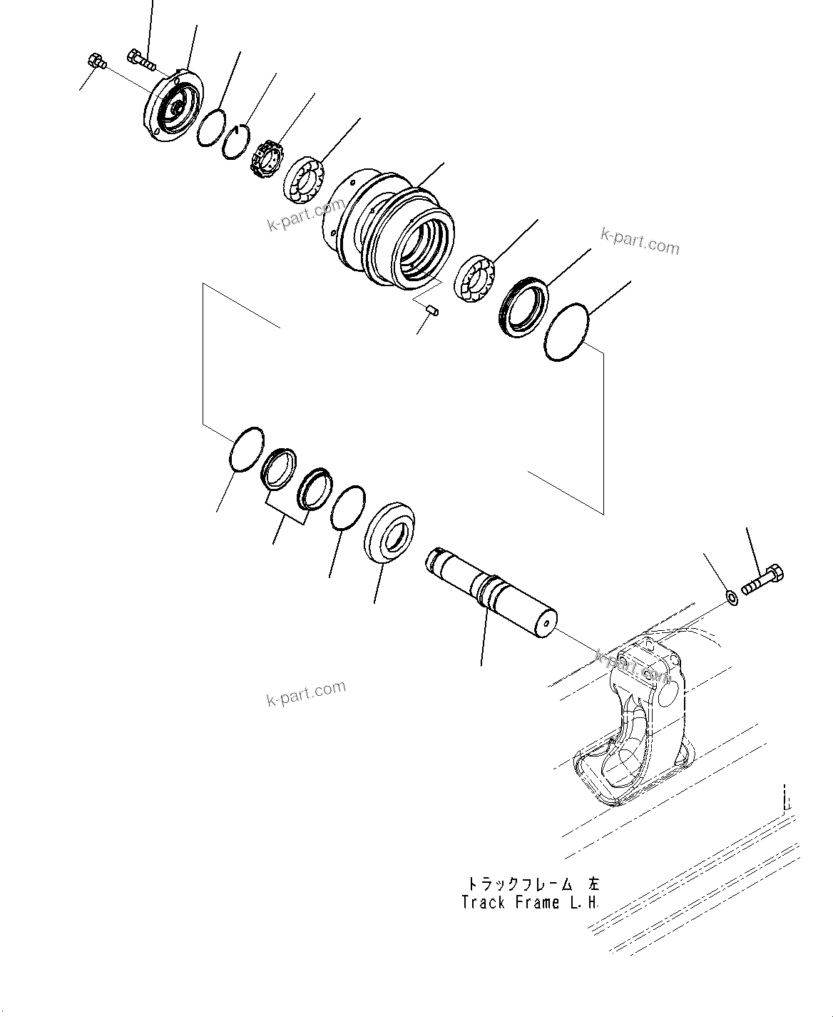 Komatsu parts book diagram for D85MS-15 S/N 2101-UP: TRACK FRAME, CARRIER ROLLER, L.H.(#1006-)
