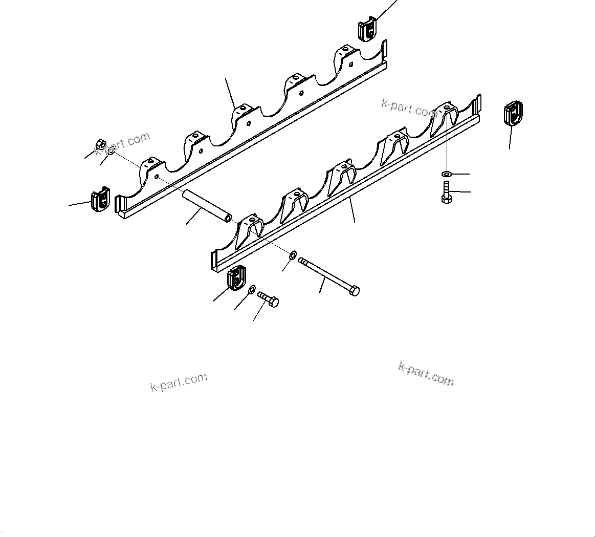 Komatsu parts book diagram for D85MS-15 S/N 2101-UP: TRACK FRAME, TRACK ROLLER GUARD, L.H.(#1006-)