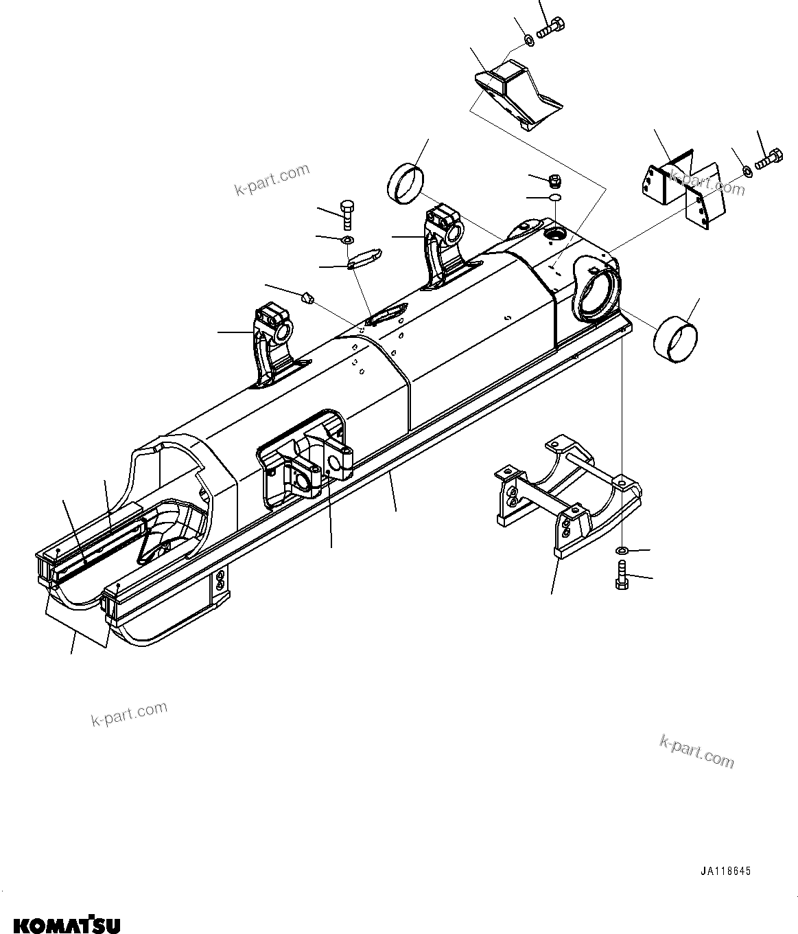 Komatsu parts book diagram for D85MS-15 S/N 2101-UP: TRACK FRAME, R.H.(#1006-)