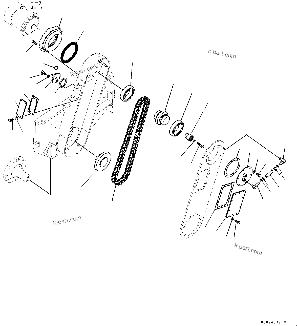 Komatsu parts book diagram for D85MS-15 S/N 2101-UP: ROTOR, CHAIN AND DRIVEN SPROCKET(#1006-)