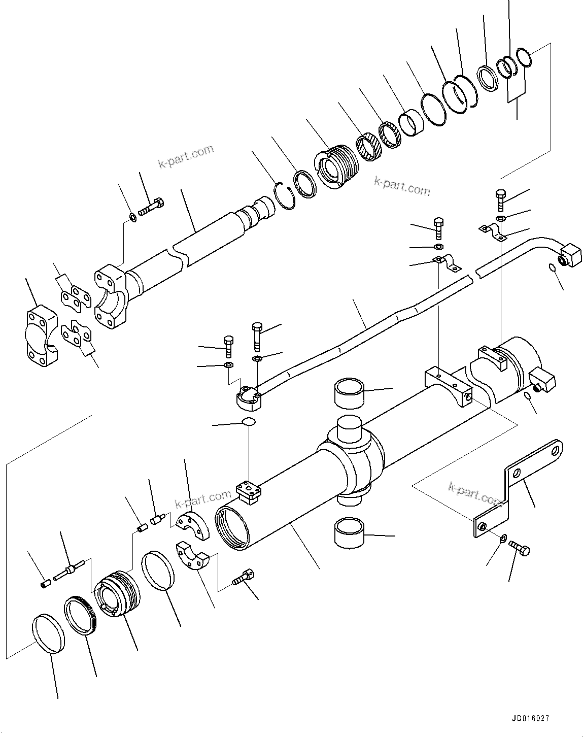 Komatsu parts book diagram for D85MS-15 S/N 2101-UP: ROTOR LIFT CYLINDER, INNER PARTS, LIFT CYLINDER, L.H.(#2002-)
