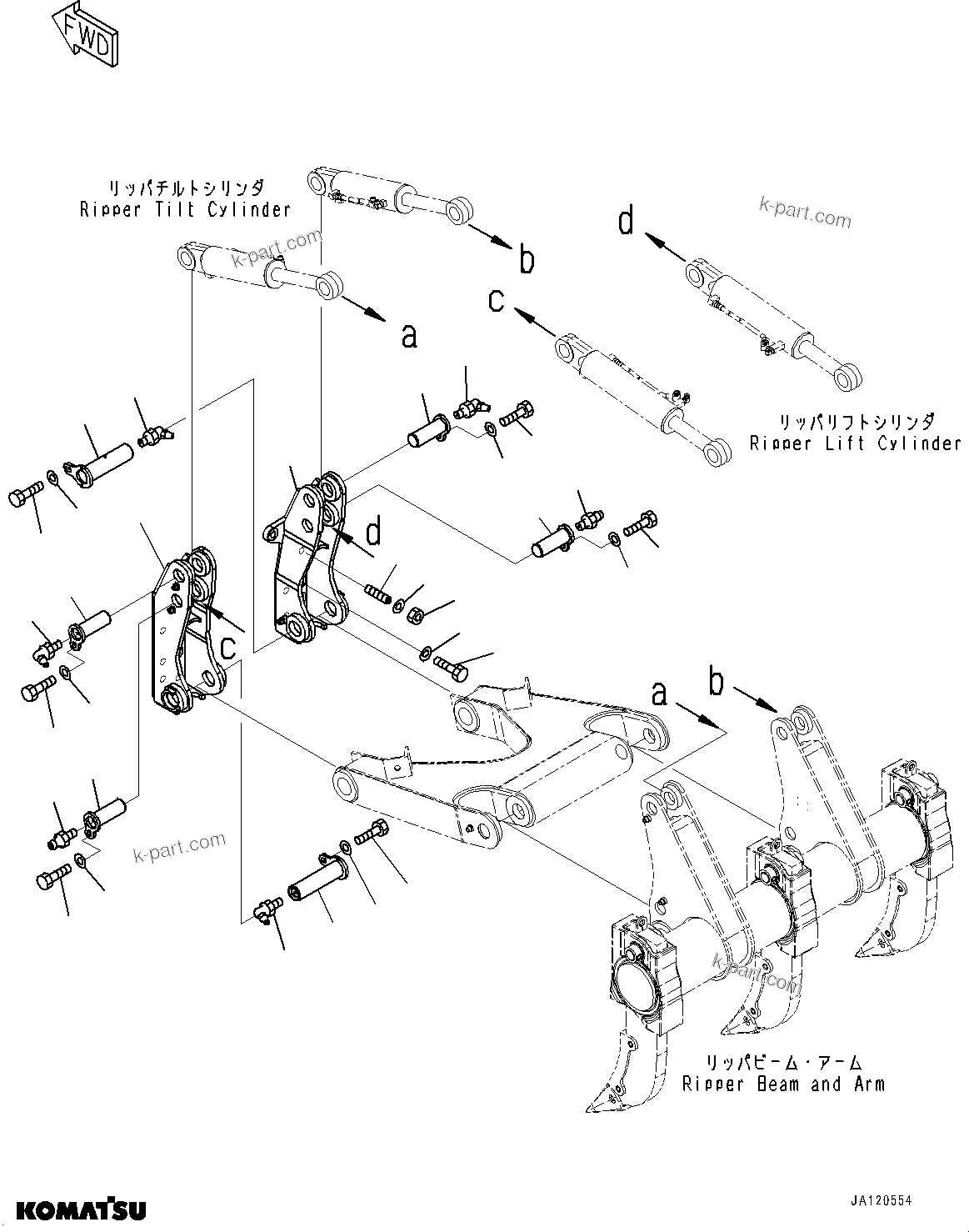 Komatsu parts book diagram for D85MS-15 S/N 2101-UP: RIPPER MOUNTING, (#2101-)