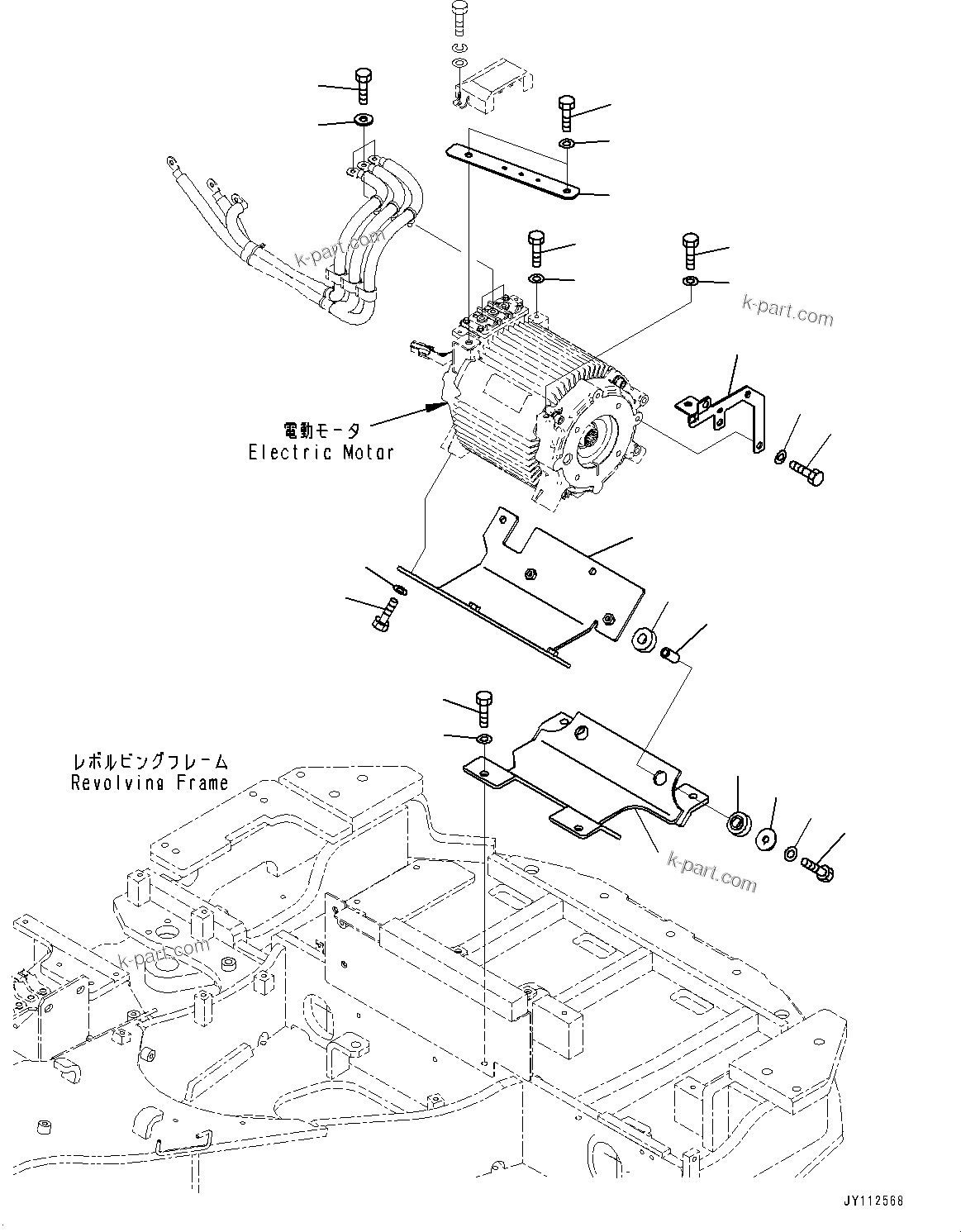 Komatsu parts book diagram for PC33E-6 S/N 2201-UP: ELECTRIC MOTOR, MOTOR MOUNTING(#2201-)