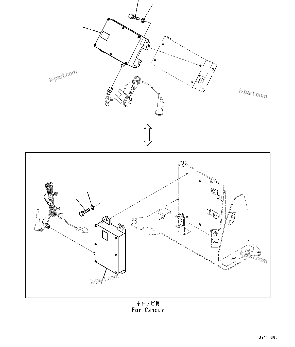 Komatsu parts book diagram for PC33E-6 S/N 2201-UP: KOMTRAX CONTROLLER, (ROPS CANOPY)(#2201-)