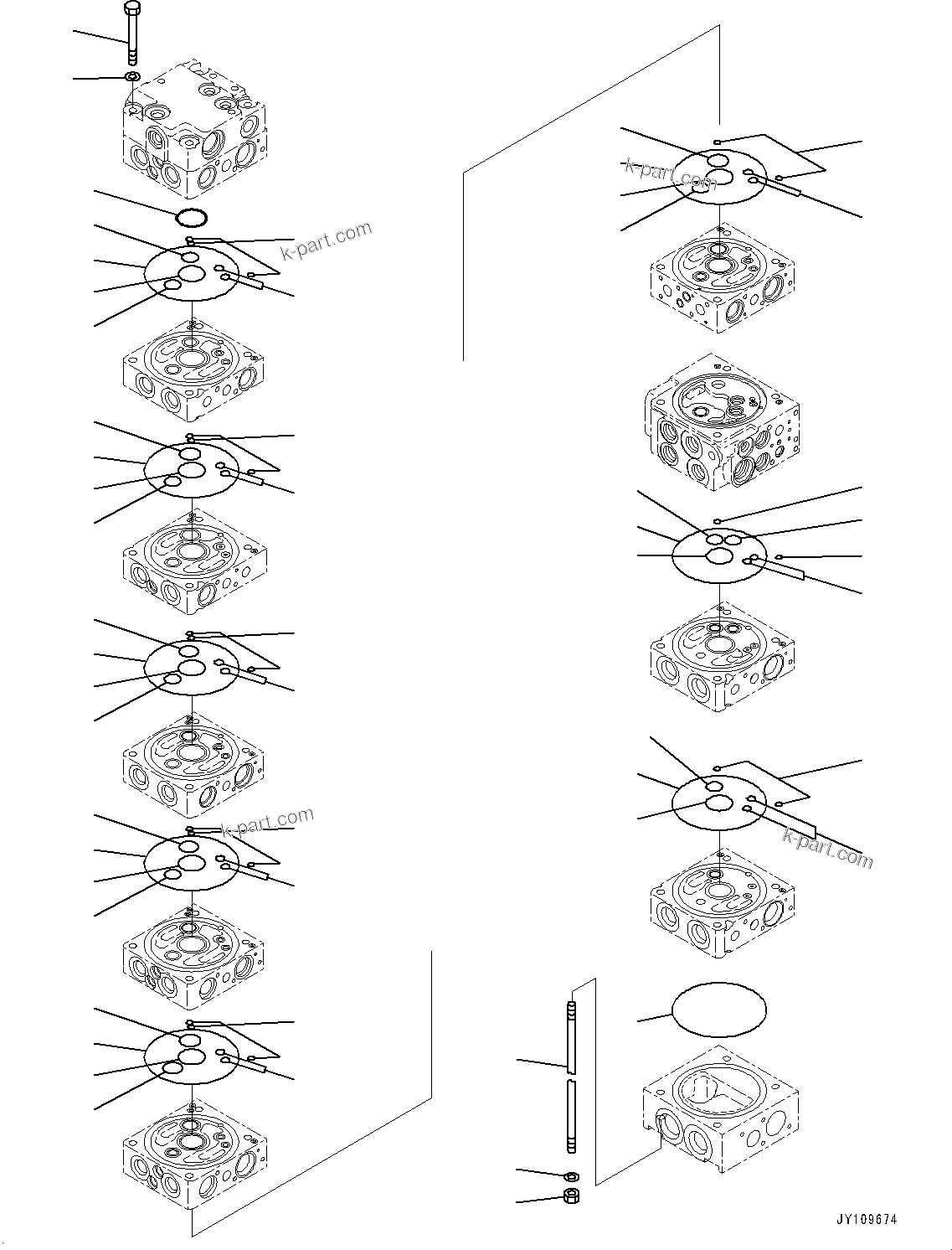 Komatsu parts book diagram for PC33E-6 S/N 2201-UP: CONTROL VALVE, 10-VALVE (2/26)(#2201-)