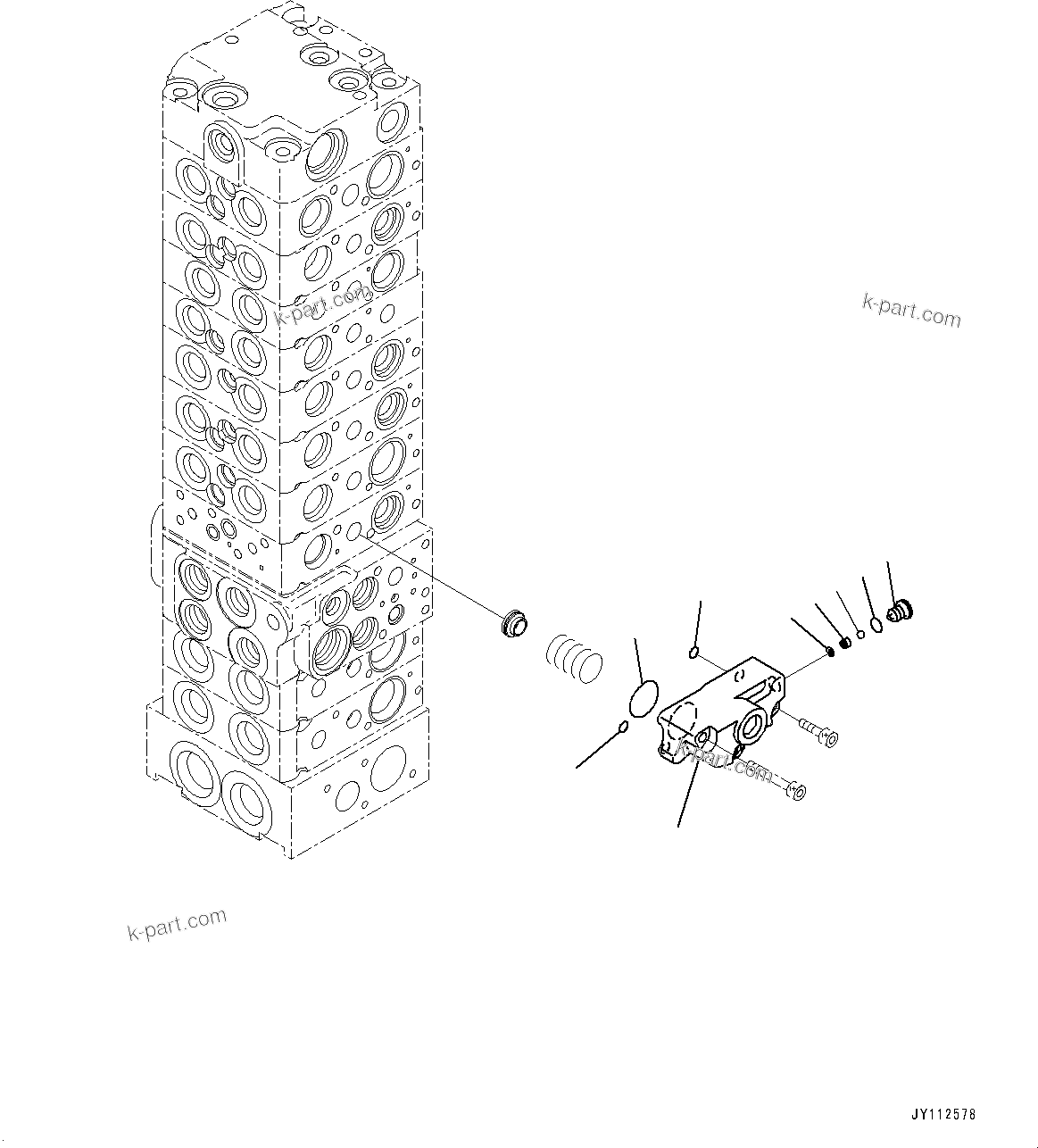 Komatsu parts book diagram for PC33E-6 S/N 2201-UP: CONTROL VALVE, 10-VALVE (6/26)(#2201-)