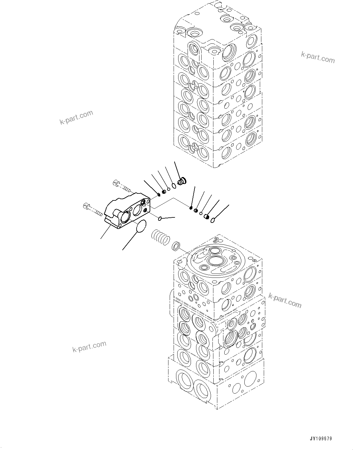 Komatsu parts book diagram for PC33E-6 S/N 2201-UP: CONTROL VALVE, 10-VALVE (7/26)(#2201-)