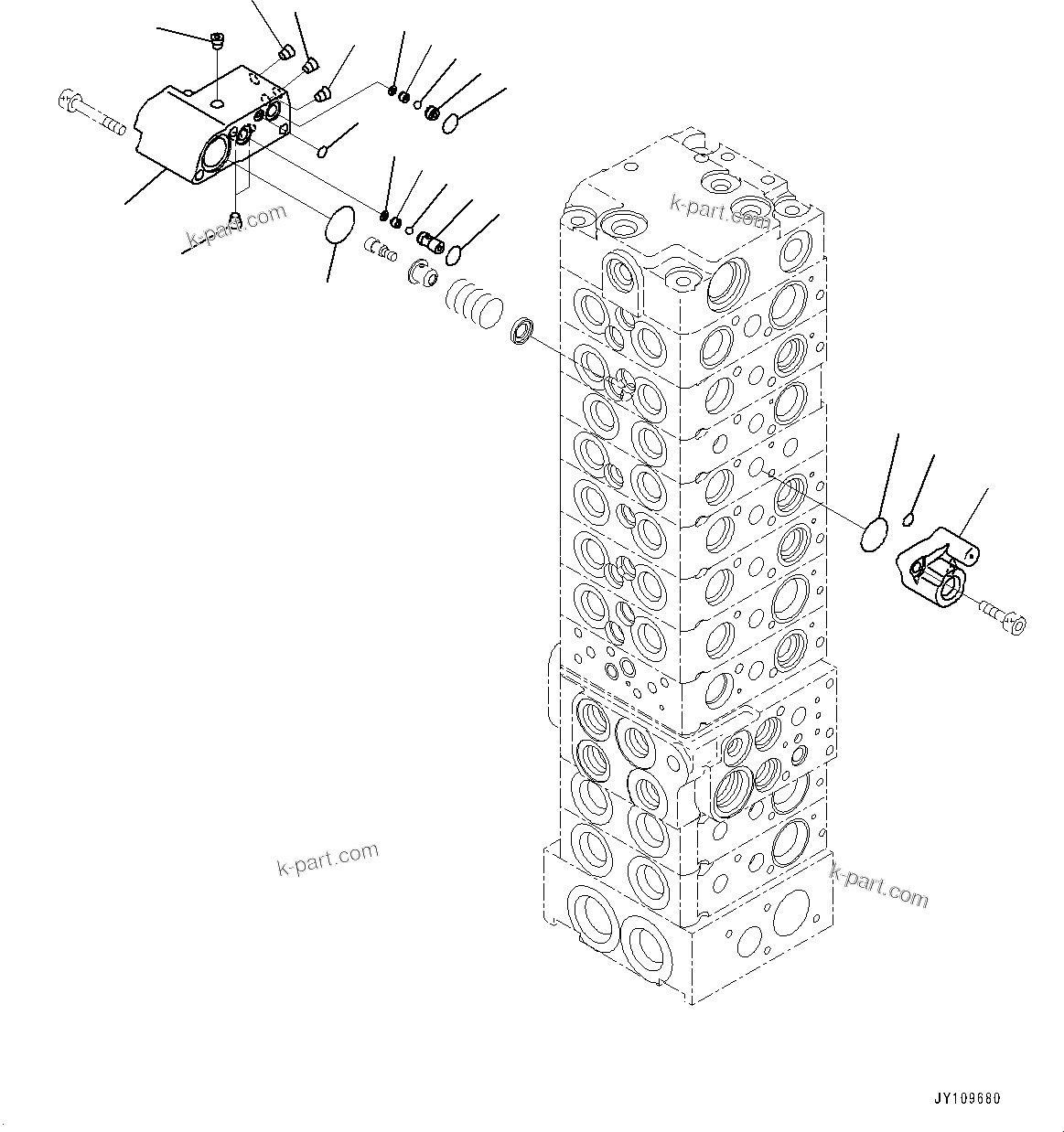 Komatsu parts book diagram for PC33E-6 S/N 2201-UP: CONTROL VALVE, 10-VALVE (8/26)(#2201-)