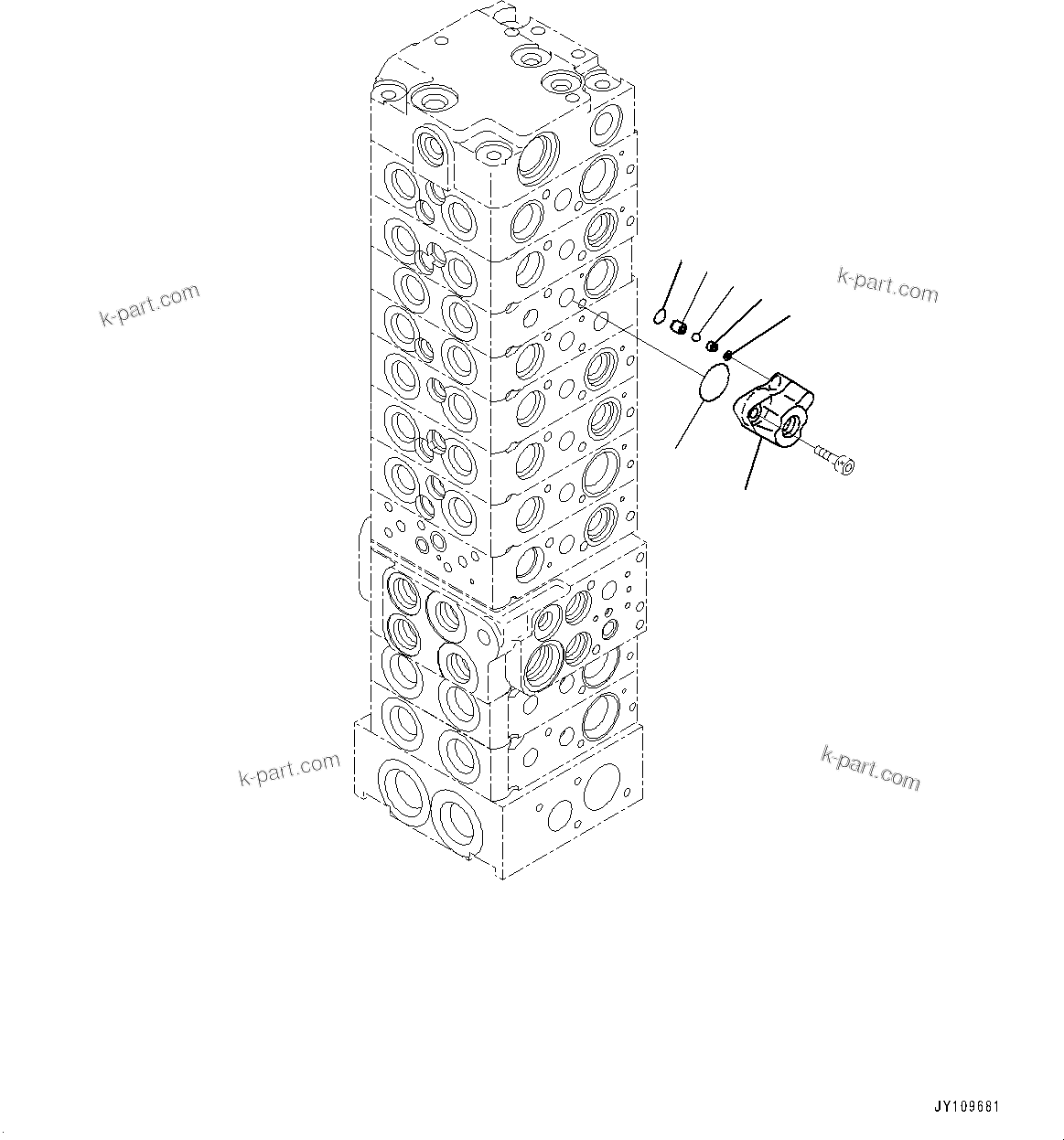 Komatsu parts book diagram for PC33E-6 S/N 2201-UP: CONTROL VALVE, 10-VALVE (9/26)(#2201-)