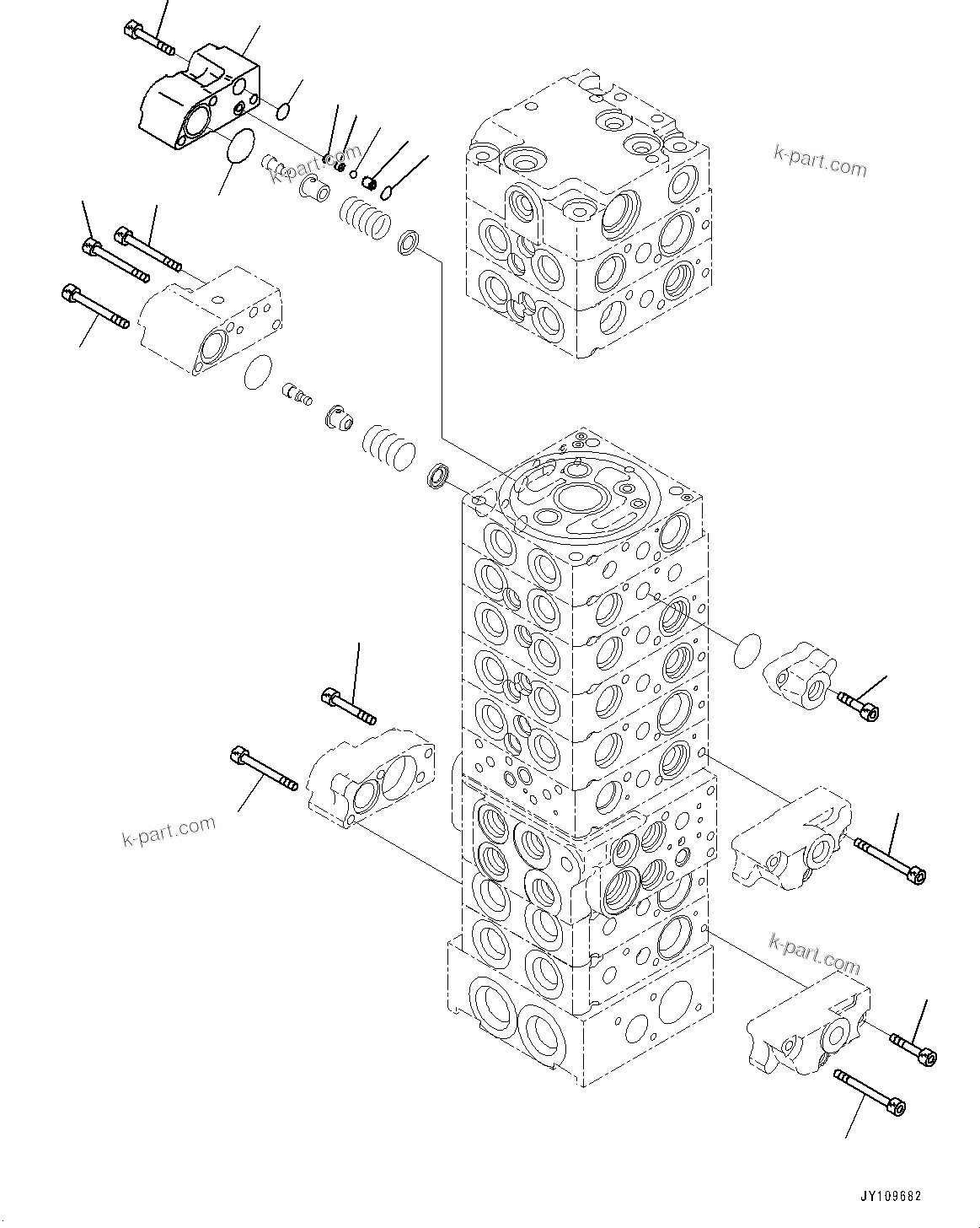 Komatsu parts book diagram for PC33E-6 S/N 2201-UP: CONTROL VALVE, 10-VALVE (10/26)(#2201-)