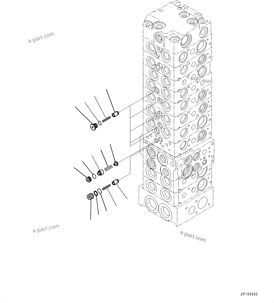 Komatsu parts book diagram for PC33E-6 S/N 2201-UP: CONTROL VALVE, 10-VALVE (11/26)(#2201-)