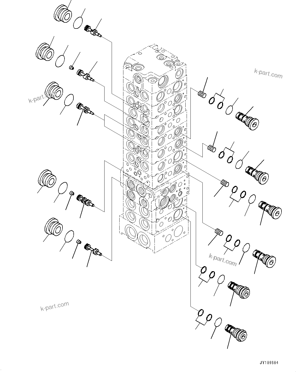 Komatsu parts book diagram for PC33E-6 S/N 2201-UP: CONTROL VALVE, 10-VALVE (12/26)(#2201-)